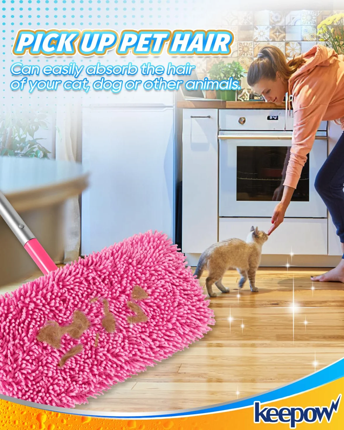 Toallitas de suelo reutilizables para Swiffer, microfibra rosa, 2 unidades, húmedas y secas, gran absorción de polvo