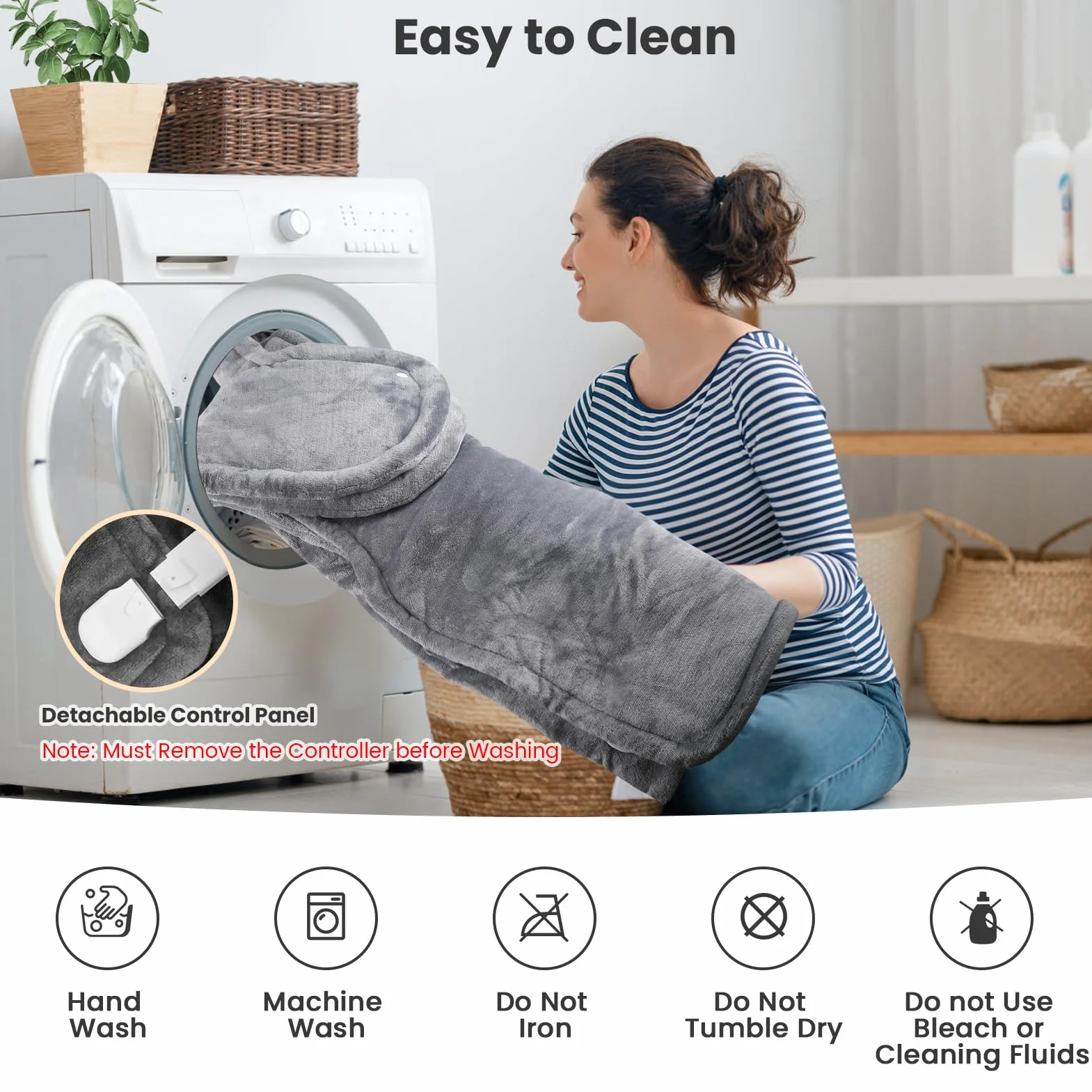 Uplayteck Almohadilla Térmica para Espalda y Cuello, 8 Niveles de Calor, 6 Ajustes de Temporizador, Apagado Automático y Calentamiento Rápido, Manta Eléctrica Lavable Franela (61×94cm)