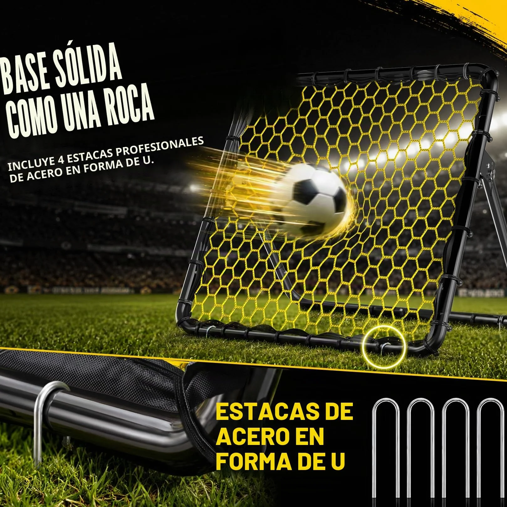 Red de Rebote de Fútbol 1x1m – Ángulos Ajustables, Estructura de Panal, Mejora Técnica