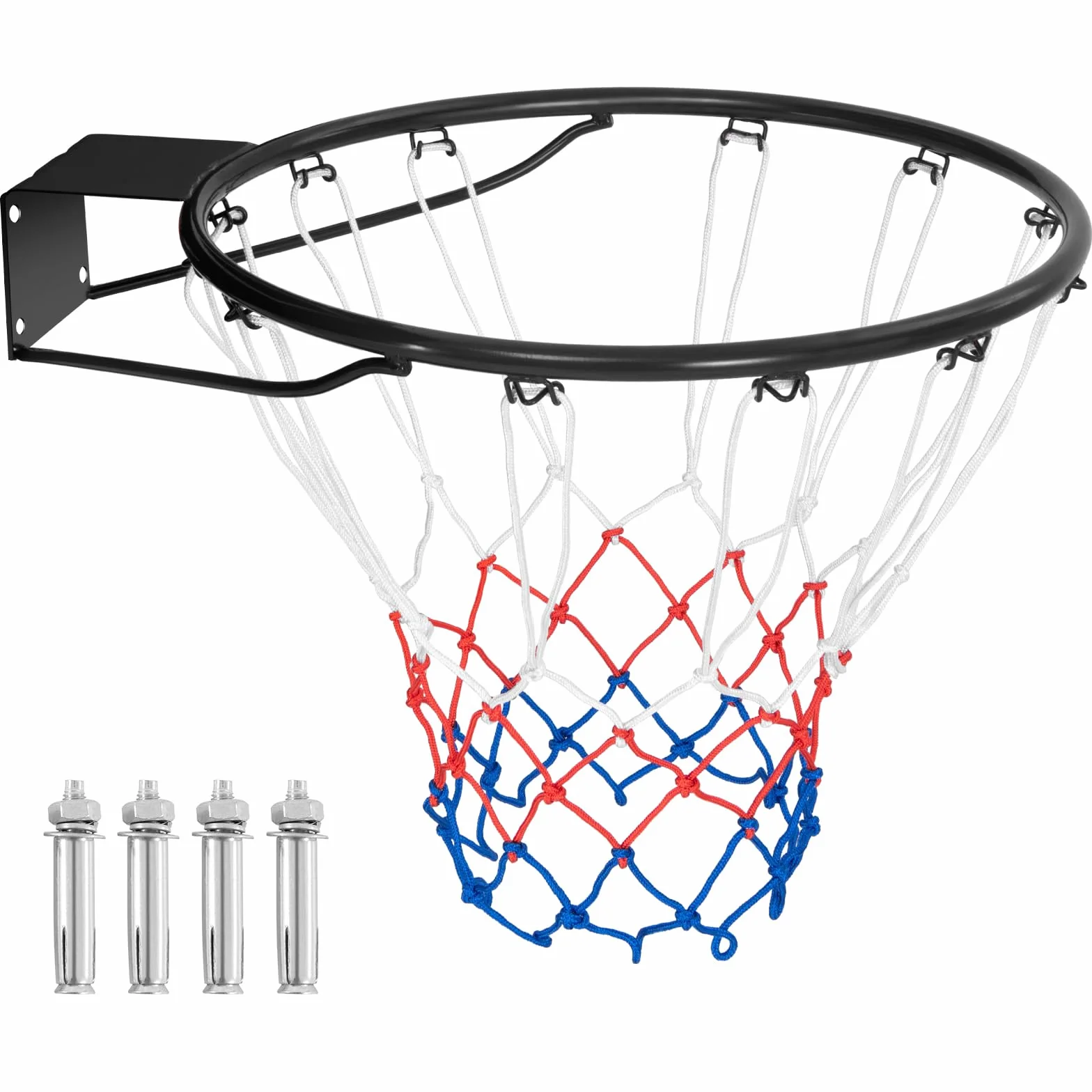 COSTWAY Canasta de Baloncesto Pared Ø 38,5/45 cm, Aro Baloncesto Exterior Interior en la Puerta/Pared con Red, Marco de Acero