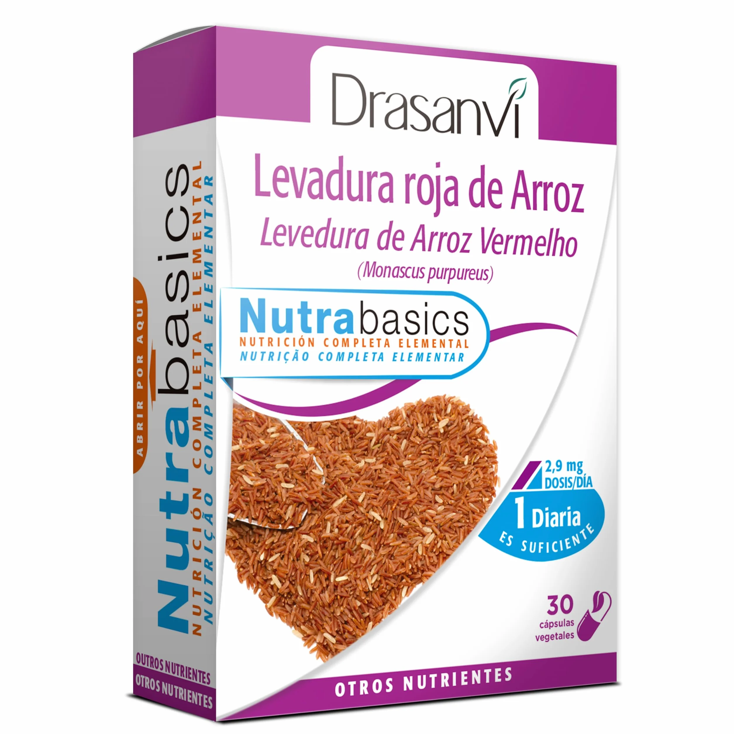 DRASANVI Levadura Roja de Arroz Monascus purpureus 2,9 mg Monocolina K 30 Cápsulas