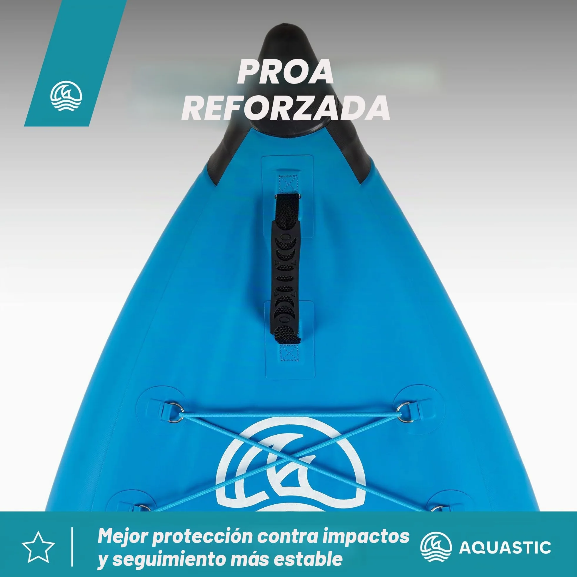 AQUASTIC Cortez - Kayak Hinchable para Dos Personas, 3 cámaras, Capacidad de Carga de hasta 180 kg, Juego de Mochilas, paletas, Asientos, Bomba, Aletas, Estable