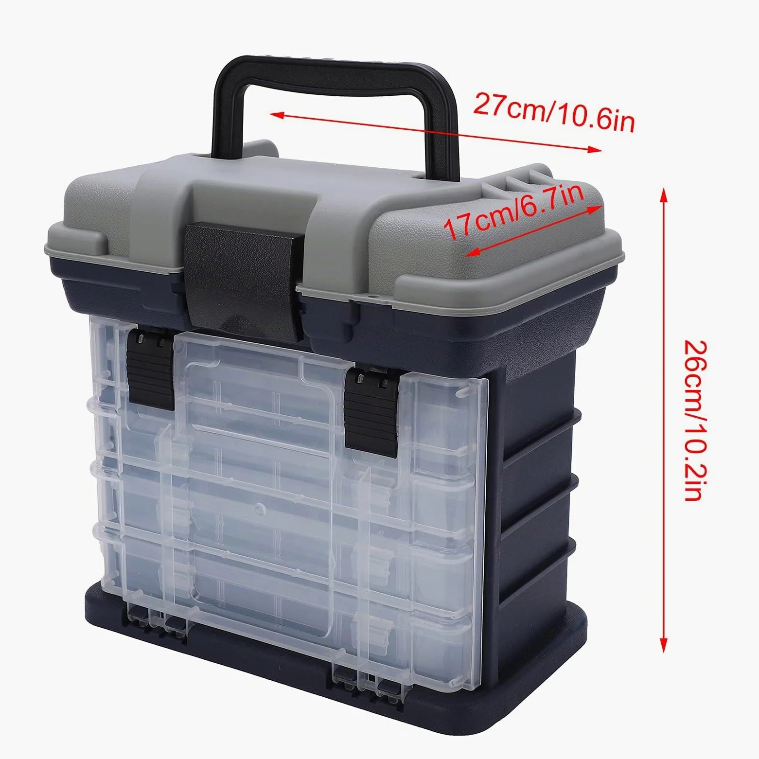 Caja de aparejos de pesca grande de 4 capas, utilidad portátil, caja de pesca de carpa con mango de plástico, herramientas para líneas de pesca