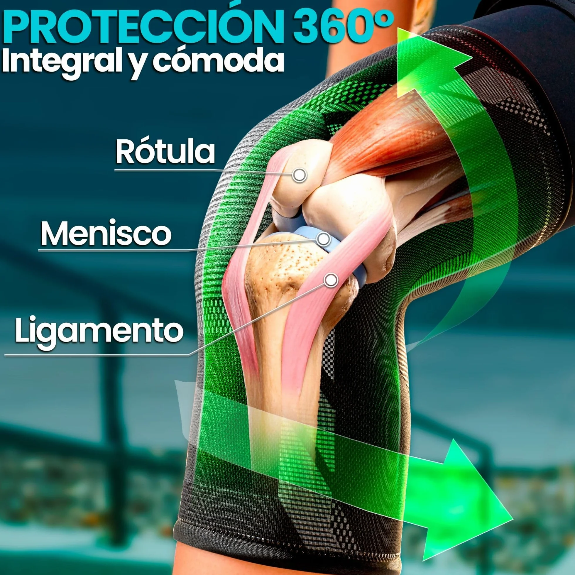 NativoDex Rodillera Menisco Ligamento Compresión Antideslizante Ortopédica Deportiva Estabilizadora Soporte Running Gimnasio Artrosis Tendinitis Rótula