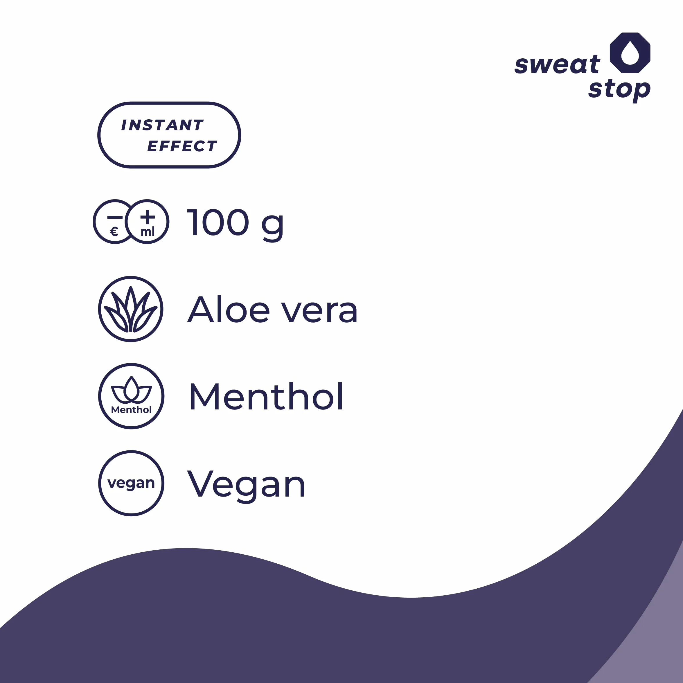 SweatStop® Mentol en polvo contra la transpiración de pies secos 100g
