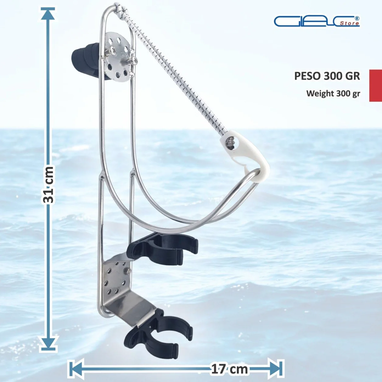 Soporte para flotador anular de acero inoxidable, 19,5 x 17 cm, para suelo o tubos de 22-30 mm, con soporte Boetta