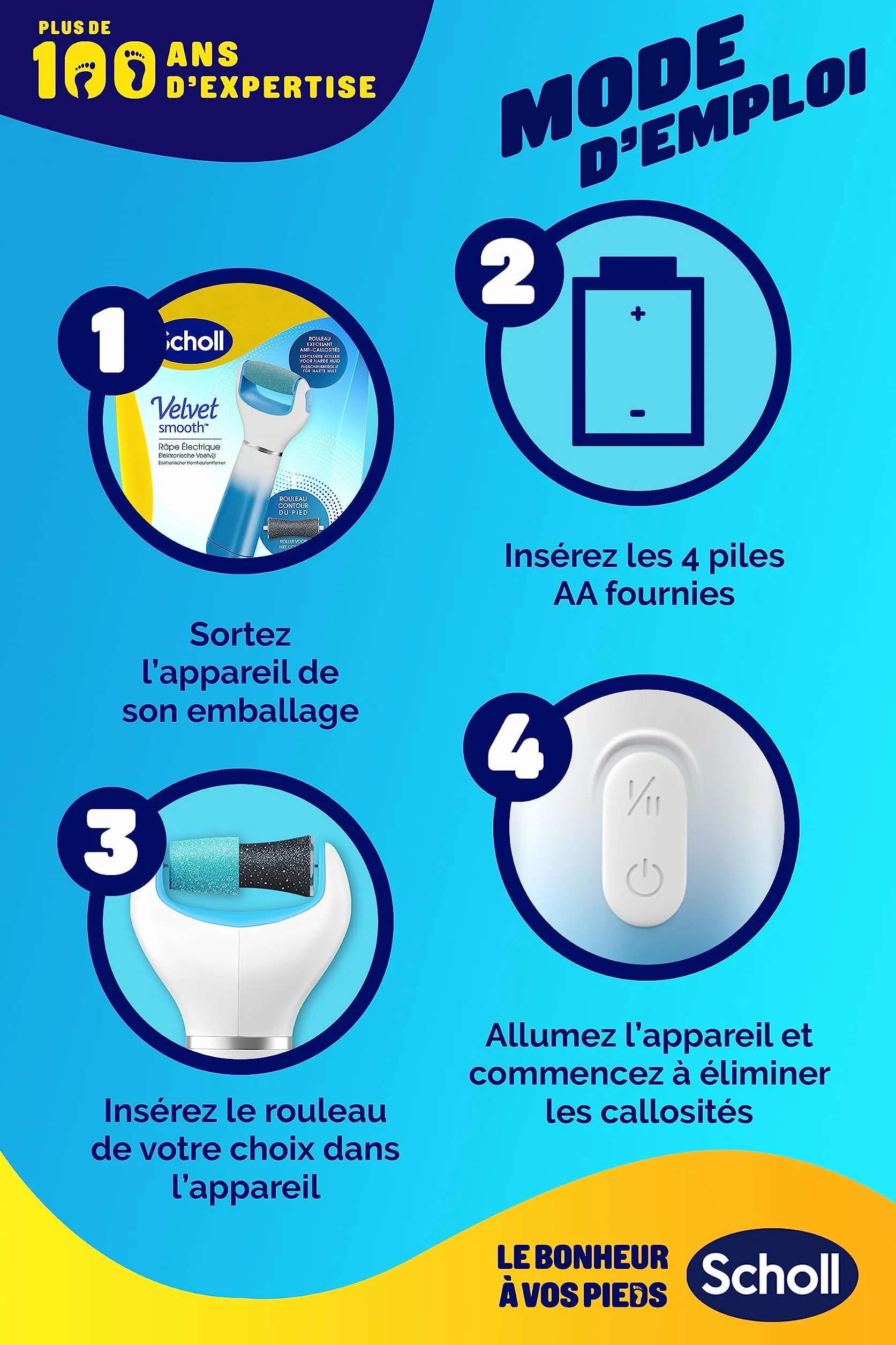 Scholl Velvet Smooth Aparato de pedicura eléctrico con Marine Minerals Azul