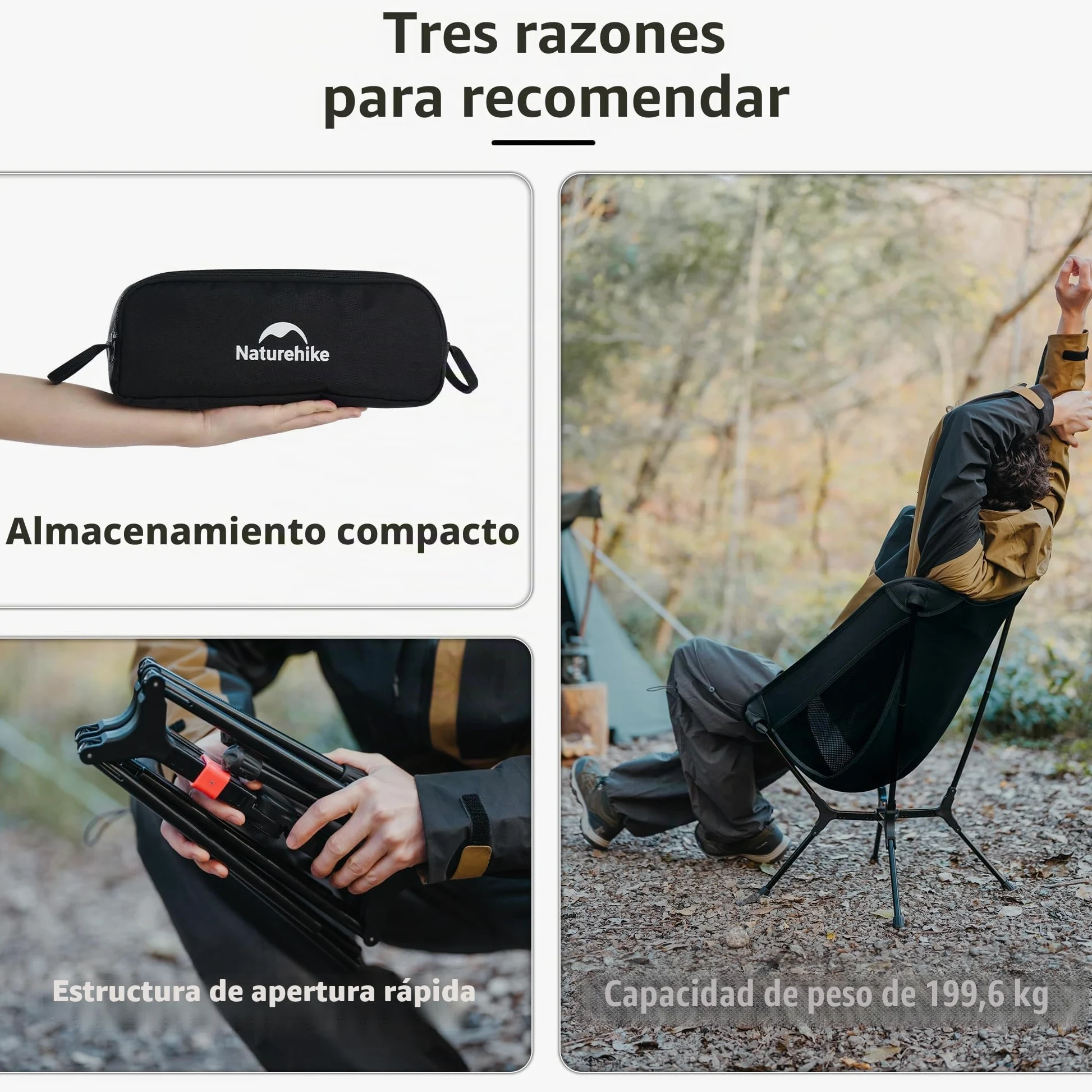 Naturehike Silla plegable de camping plegable ultracompacta, tamaño pequeño y diseño robusto para camping, picnic y actividades al aire libre senderismo