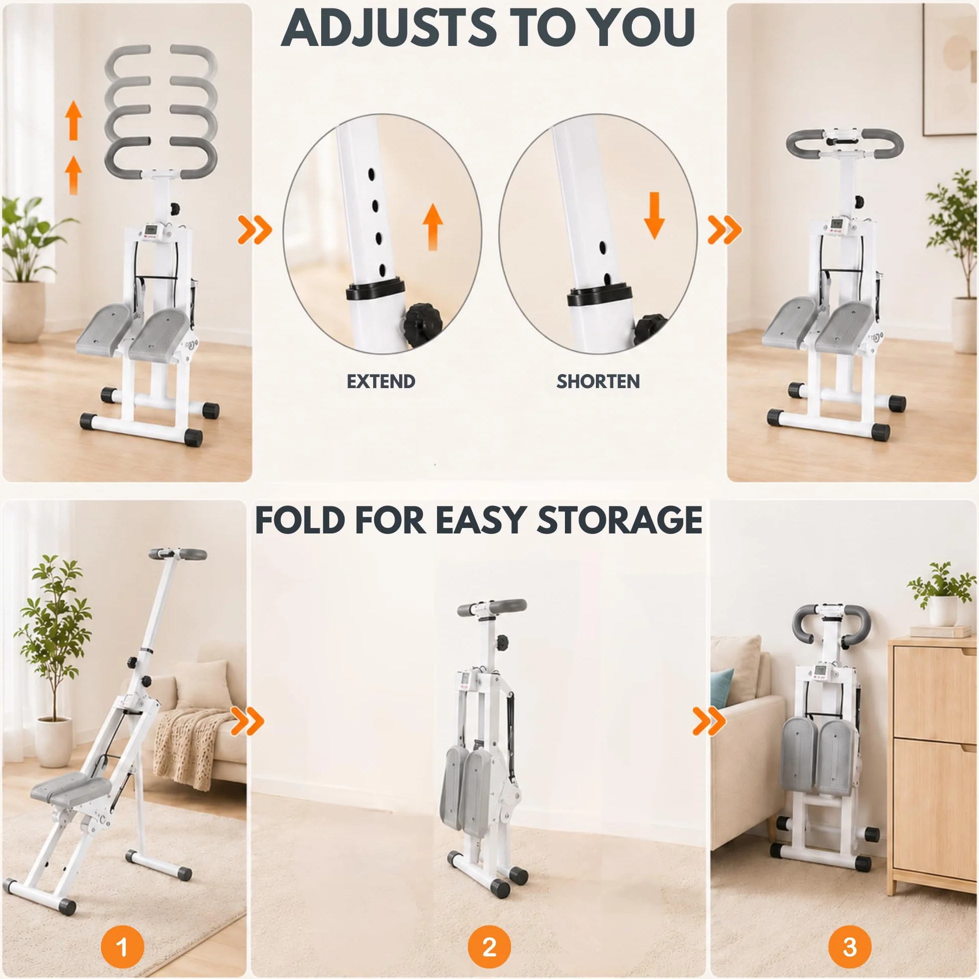 Máquina de Escalada Fitness Plegable con Pantalla LCD, Escalador Cardio para Casa con Resistencia Ajustable, Manillar y Pedales, Máquina de Ejercicio para Piernas, Glúteos, Brazos y Abdomen