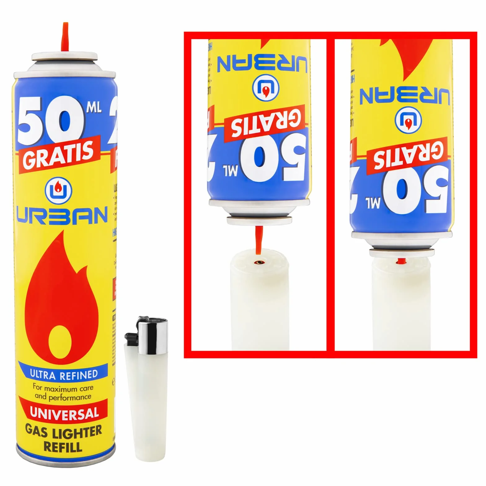 Gas para Mecheros Rellenable 300 ml con 5 Adaptadores