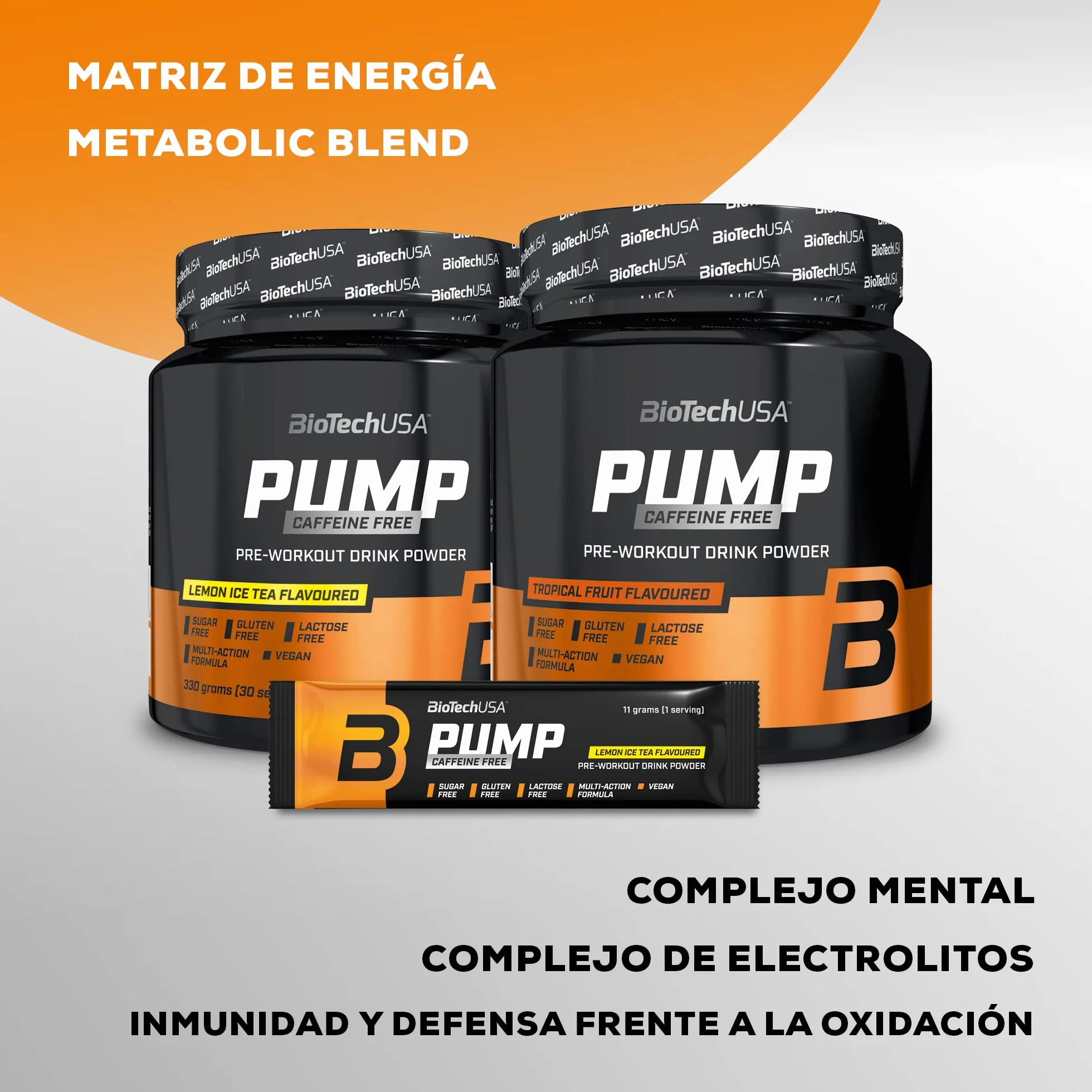 BioTechUSA Pump Caffeine Free Pre-Entrenamiento 330 g Frutas tropicales