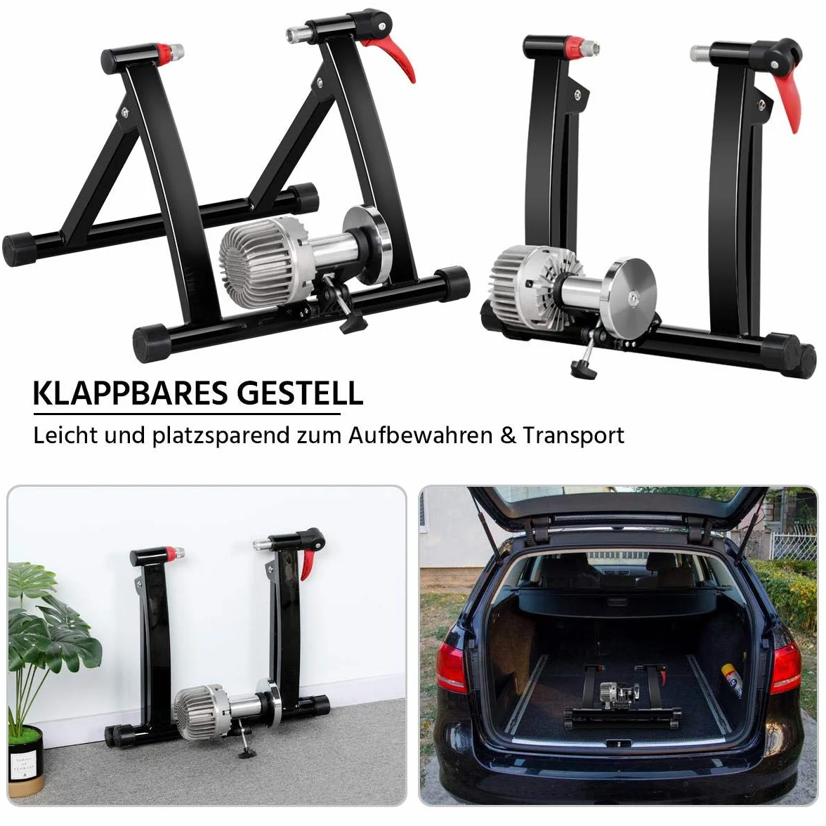 Yaheetech Rodillo Bicicleta Montaña Rodillo Bicicleta Carretera en Casa o Interior para Ruedas de 26 – 28 Pulgadas y 700C con 5 Niveles de Resistencia Ajustables