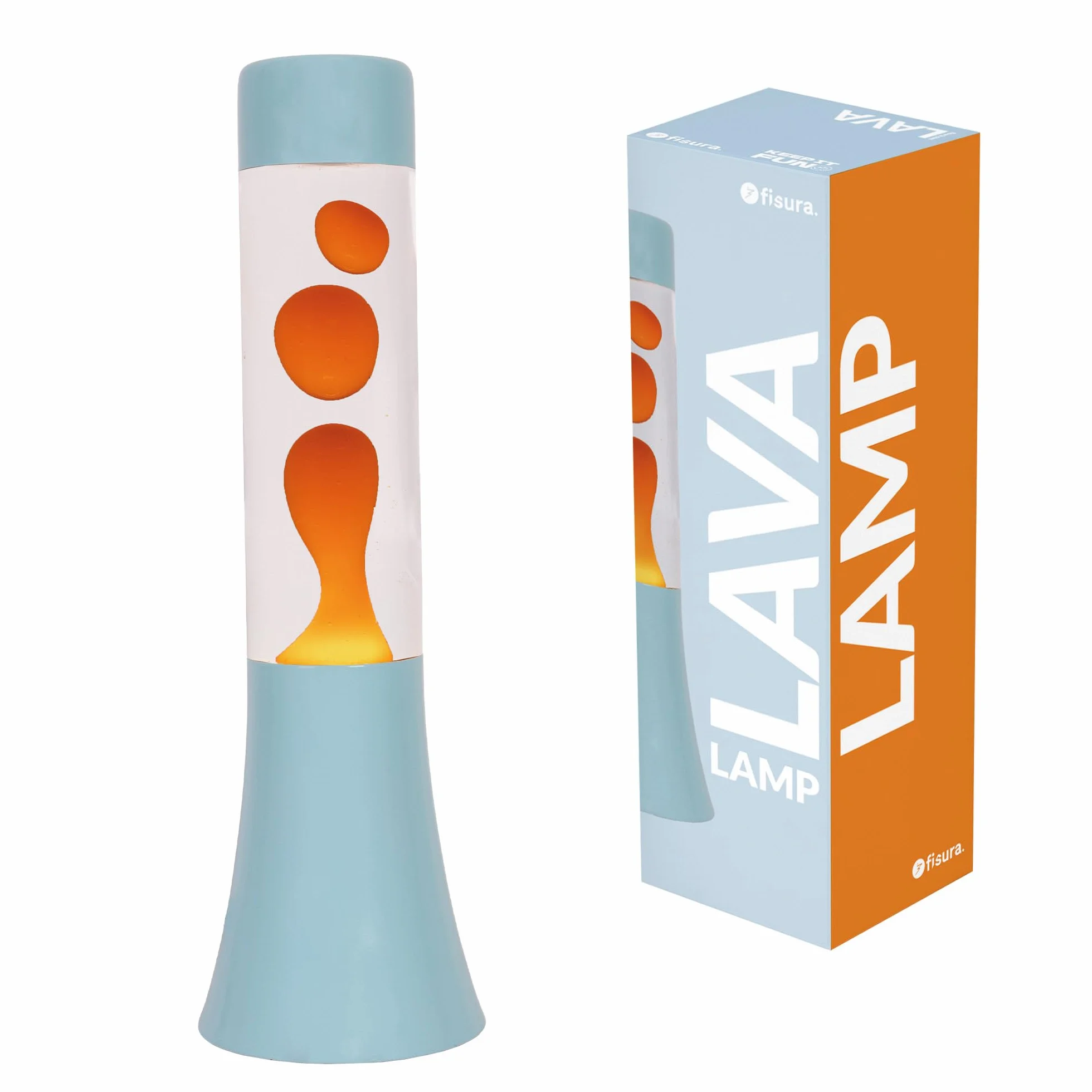 Lámpara de lava azul y naranja 30 cm, decorativa, diseño original retro para hogar