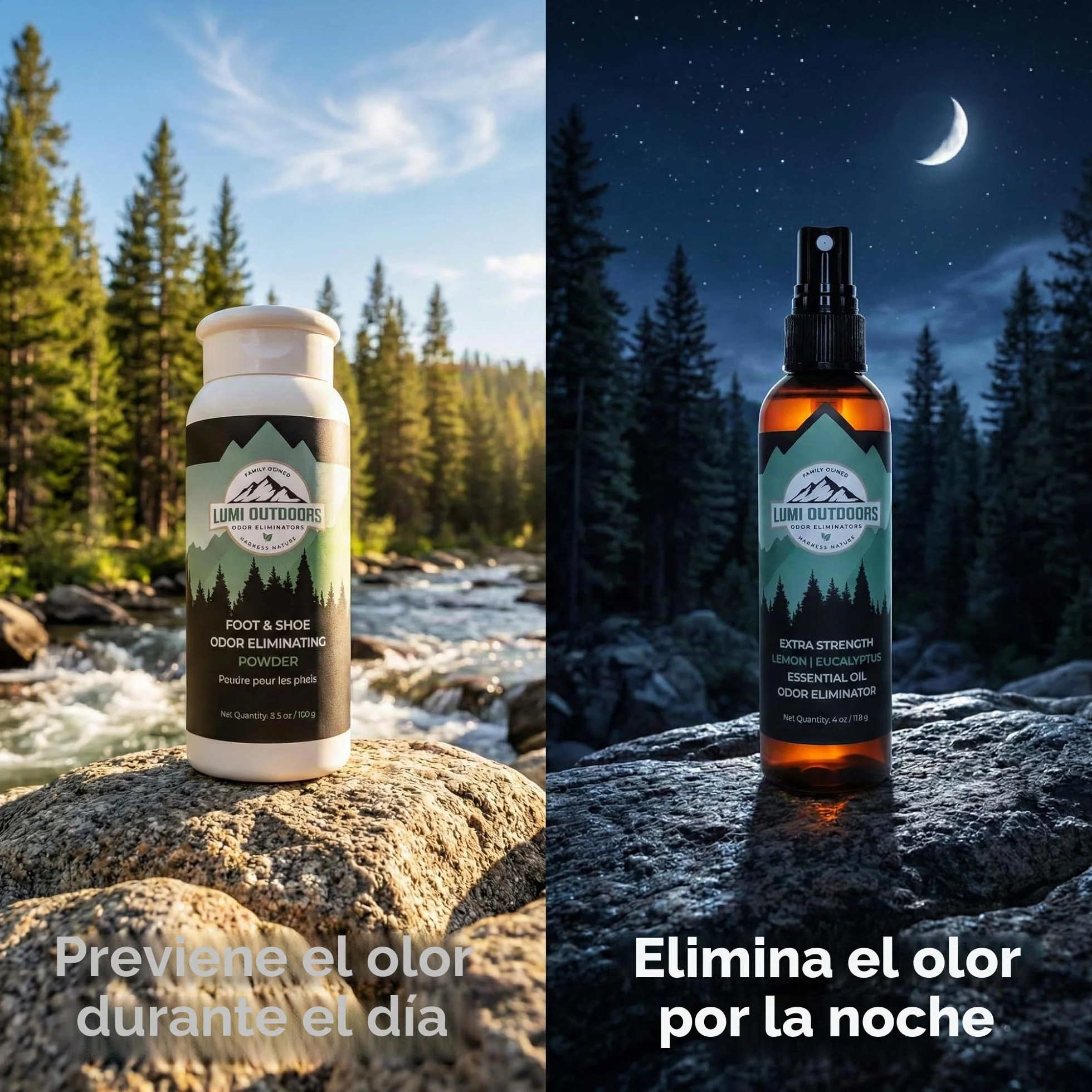 Lumi Outdoors Desodorante Natural para Zapatos y Polvo para Pies, Eucalipto Limón