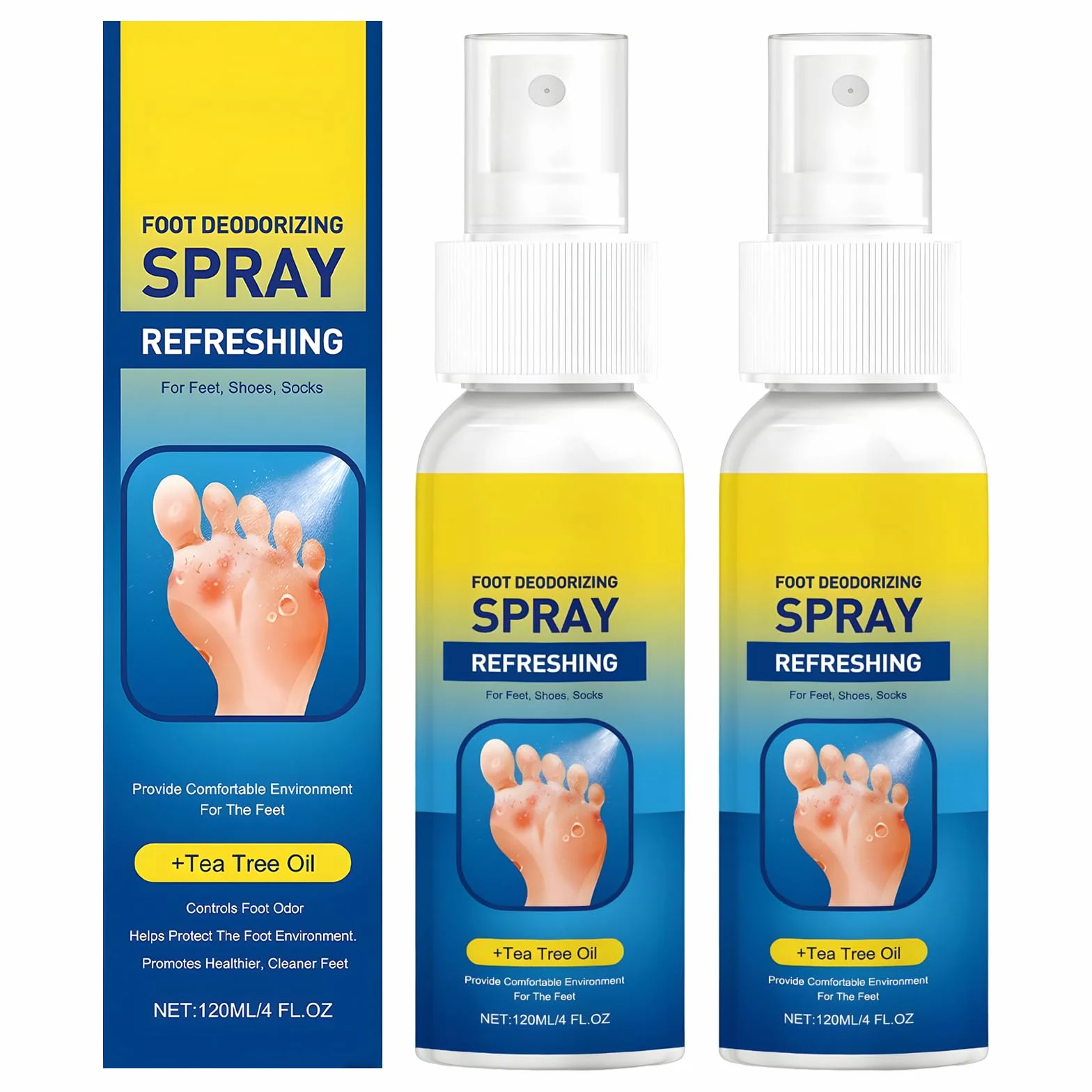 Spray Para Pies Aceite De Árbol De Té 120 ML, Desodorante Para Pies Elimina Mal Olor