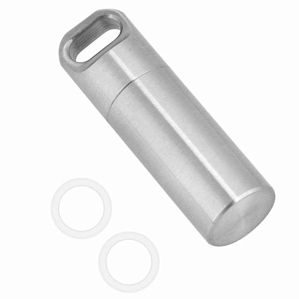 Botella de Medicina,Pastilleros de Bolsillo Botella de Píldora de Cam de Acero Inoxidable Impermeable Contenedor de Caja de Pastilleros de Viaje para Acampar Supervivencia al Aire (S)