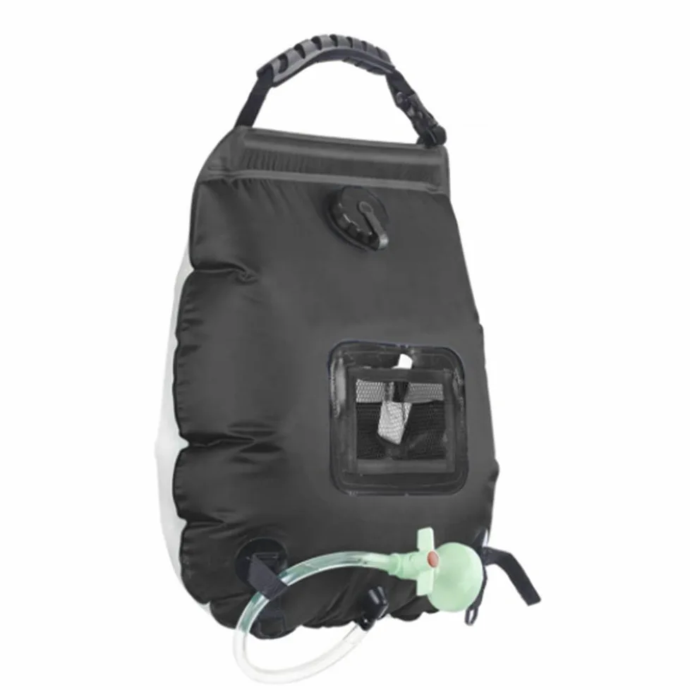 Riloer Bolsa de ducha solar para camping, 20 litros, portátil, bolsa de camping para exteriores, calefacción solar, con control de flujo de agua para camping, viajes, senderismo, escalada, ducha de