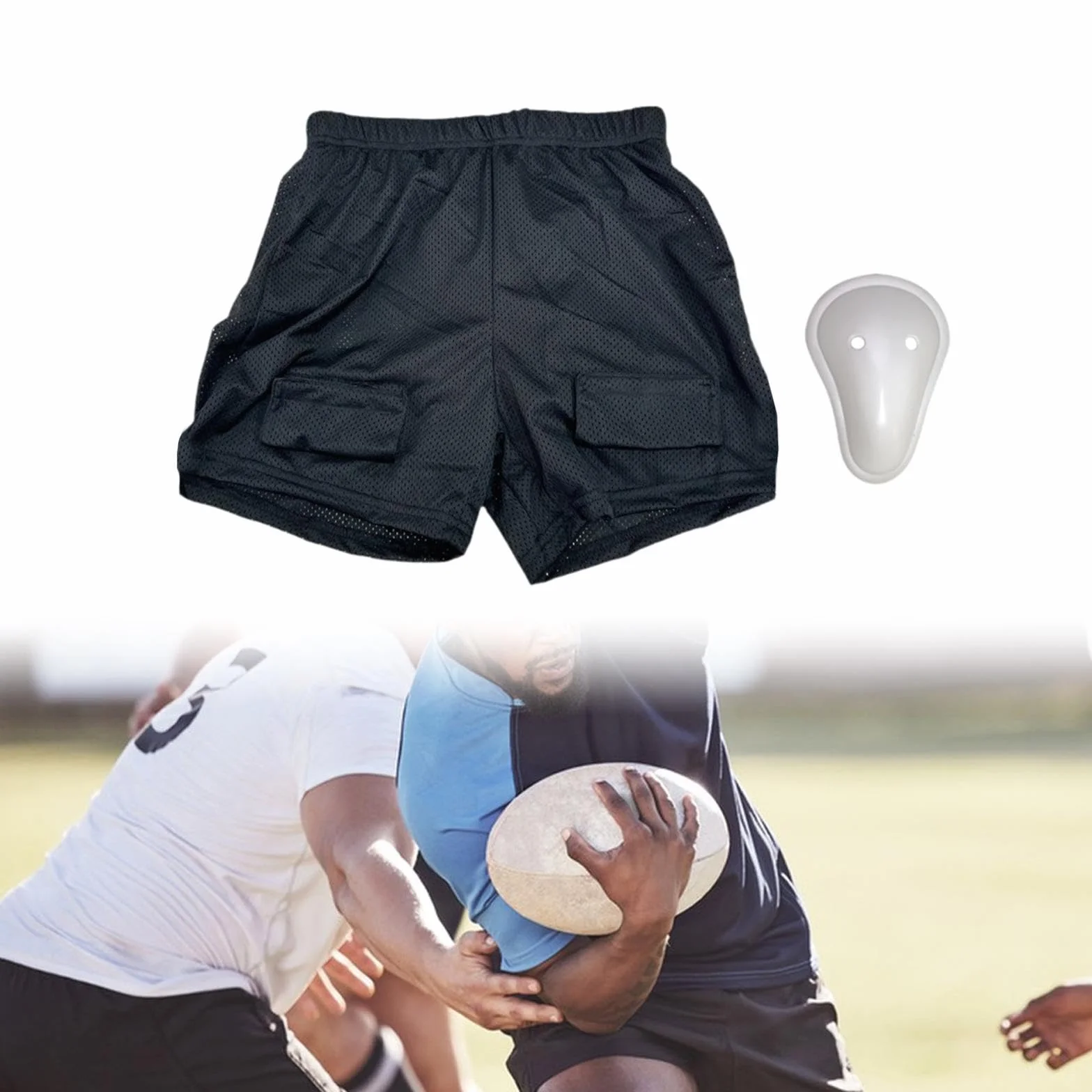 LOVIVER Pantalones Cortos de Hockey para Hombre, Malla Transpirable, Soporte Y Protección