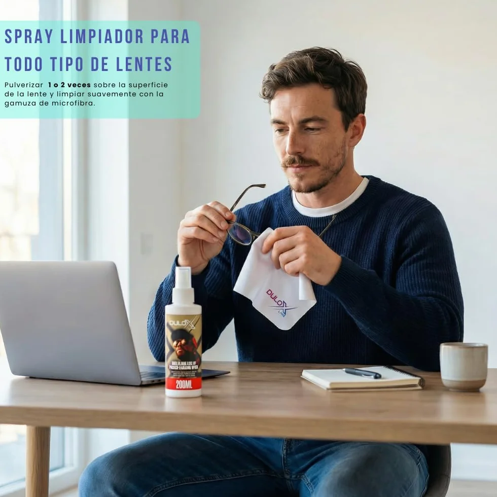 Kit Limpiador Gafas 200ML + 2 Botes 30ML + 3 Gamuzas Microfibra 18X18CM + Destornillador