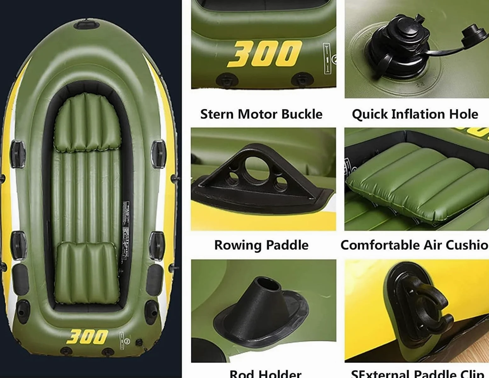 ELzEy Kayak, Kayak Inflable, Bote Inflable Portátil, Bote Inflable Plegable De PVC Grueso con Paleta De Bomba De Aire, 252 Cm X 125 Cm X 40 Cm