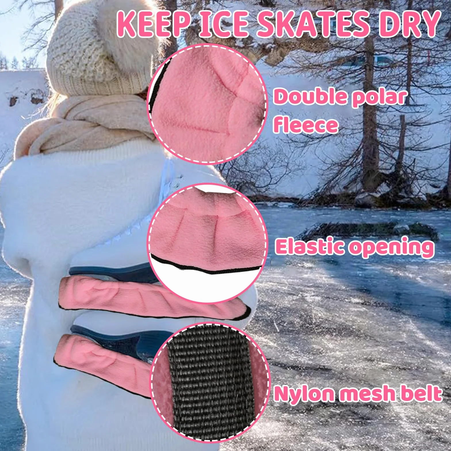 JSTHHTT 1 Pares de Protectores de Cuchillas para Patines de Hielo, Protectores Patines De Hielo, Funda Protectora para Hockey sobre Hielo, Protectores de Patinaje Artístico para Jóvenes (Negro)