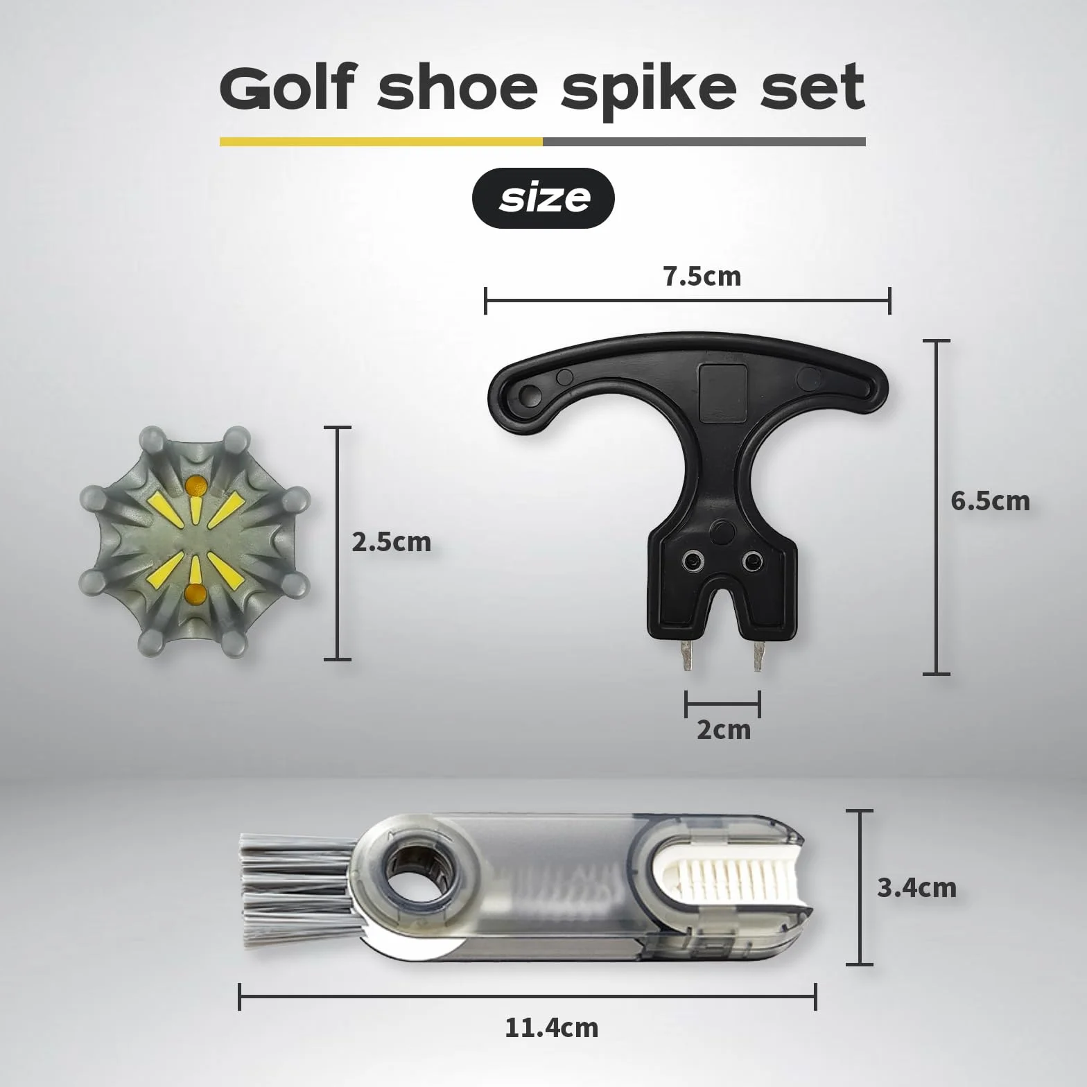 Juego de 12 Clavos de Golf, Clavos de Repuesto para Zapatos de Golf, con Cepillo de Limpieza y Herramientas de Repuesto.