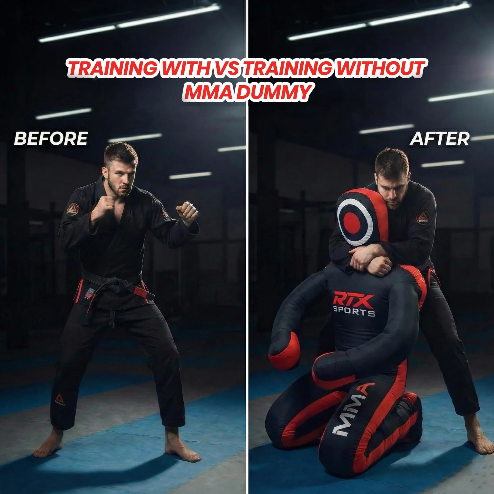 RTX MMA Judo Grappling Dummy Boxing Bag Brazilian Jiu Jitsu Sentado Posición Dummy Lucha Libre Artes Marciales Sumisión Autodefensa Entrenamiento Karate Maniquí | Lienzo - Sin relleno