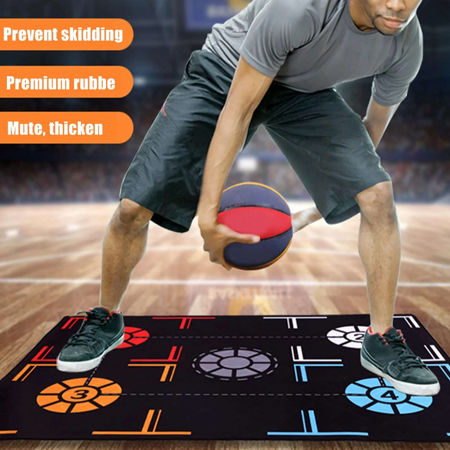 Asixxsix Almohadilla de Paso de Baloncesto Plegable de Goma 2 mm para Driblar Entrenamiento