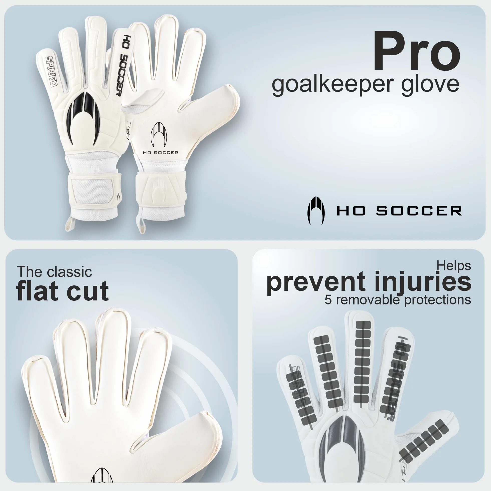 Guantes de Portero HO Soccer SPIRITO White Protek Flat Blanco