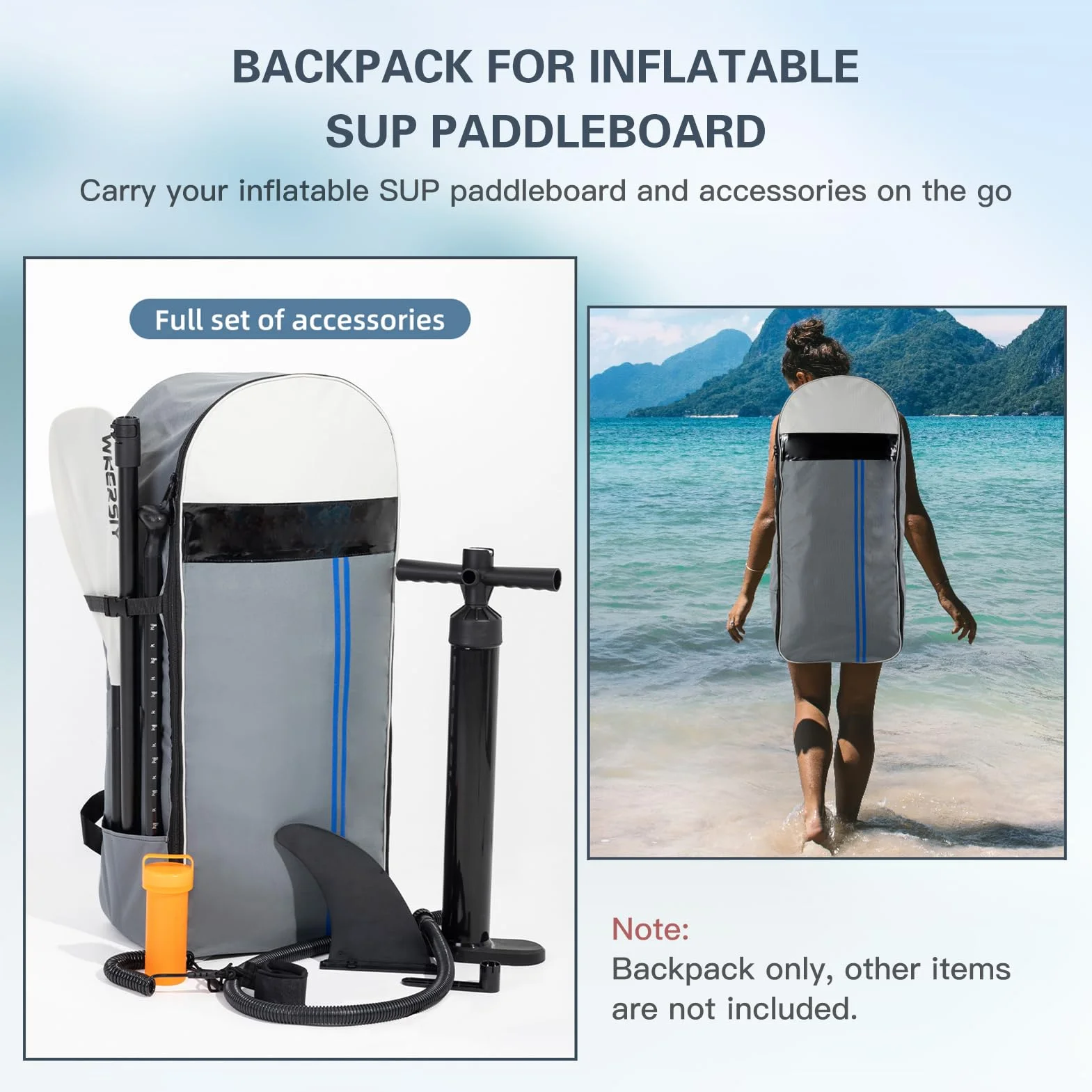 Kavolet Mochila para tabla de surf, bolsa para tabla de surf, bolsa de surf, bolsa de surf, bolsa de viaje para SUP hinchable, tabla de remo, bolsa de transporte, mochila de transporte con cremallera