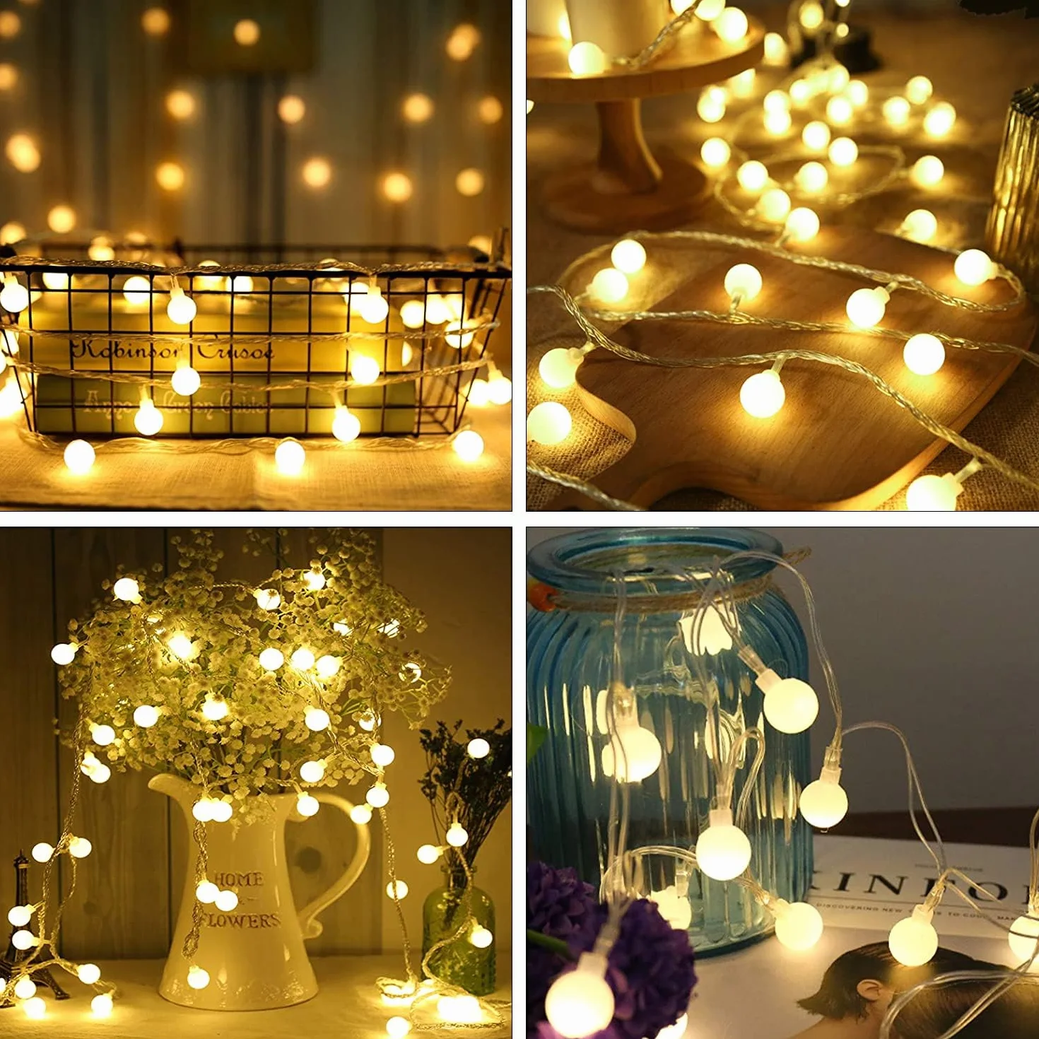 Liyade Guirnalda Luces 15M 120LED Cadena de Luces Exterior Interior 8 Modos Navidad