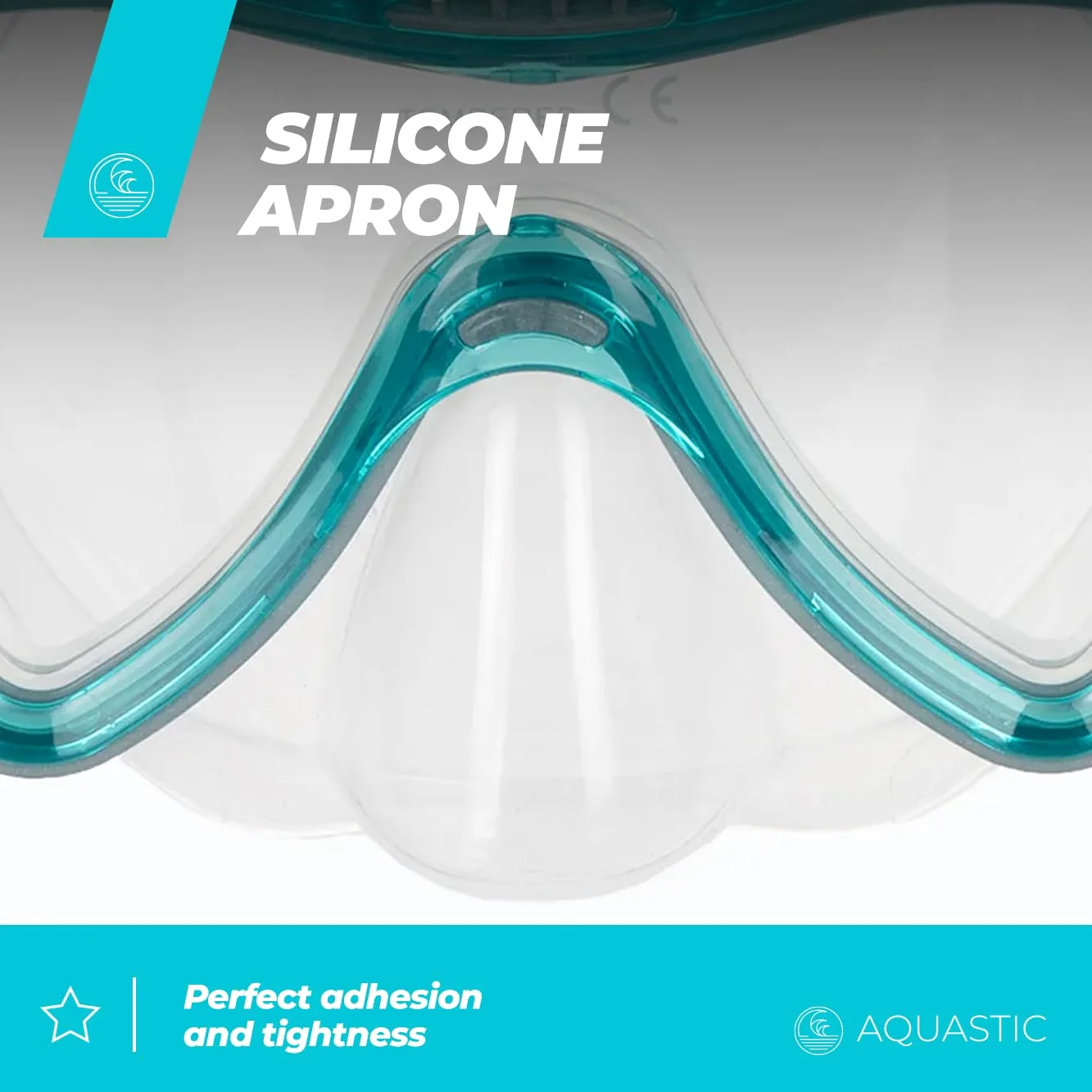 AQUASTIC Jetty 2 en 1 Máscara de Snorkel y Silbato Juego de esnórquel para Adultos con Cristal Templado Delantal y Boquilla de Silicona hipoalergénica para mar y Vacaciones, Comodidad Impermeable