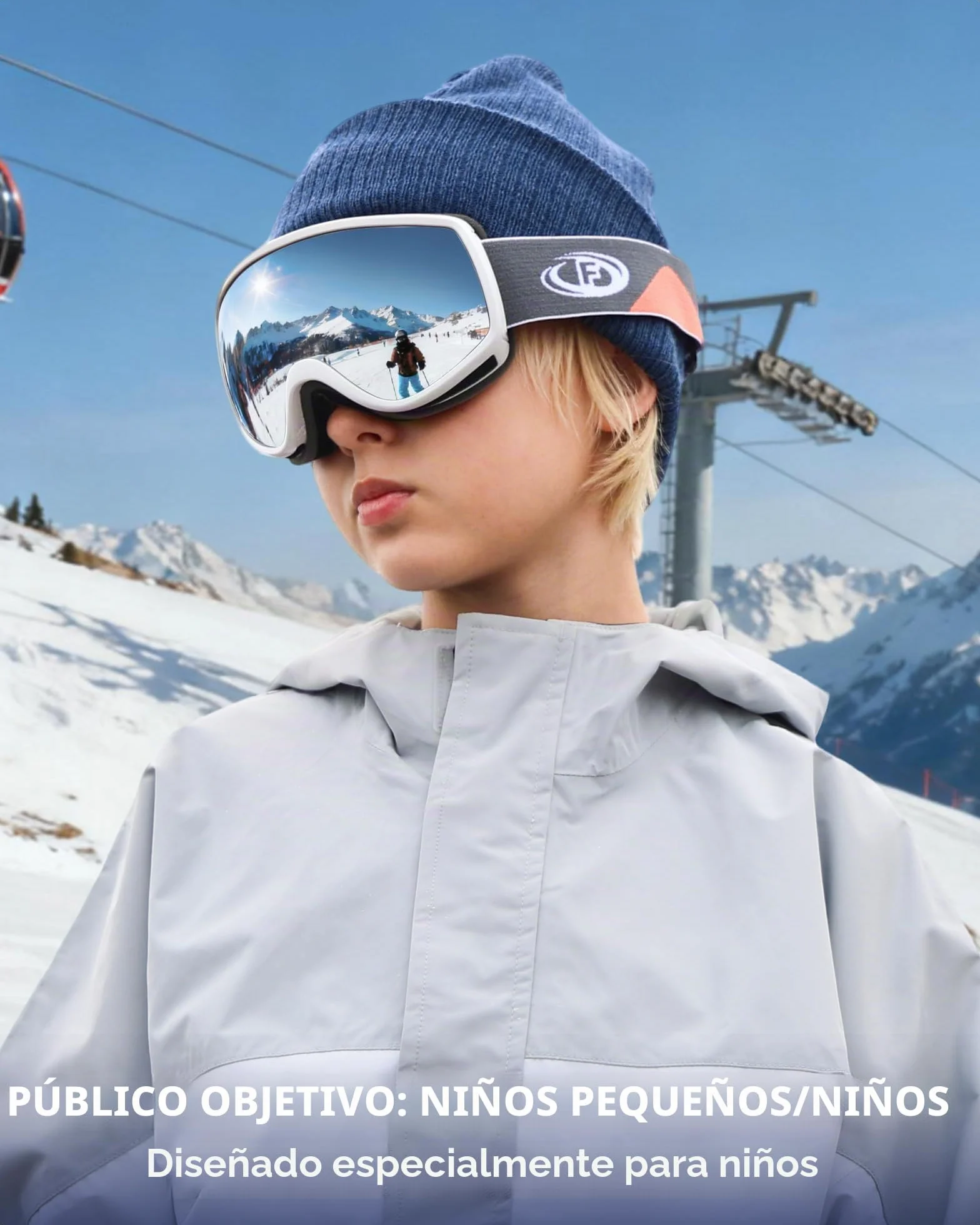 Findway Gafas de Esquí Niños 3-12 Años Anti-Niebla Protección UV Compatible con Casco