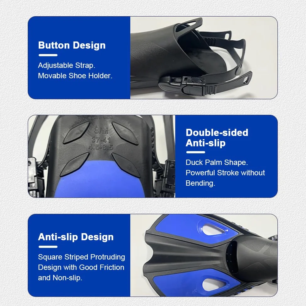 ACAGALA Gafas de buceo, tres ventanas, máscara de buceo de alta claridad con tubo de snorkel completamente seco y aletas ajustables para equipo de buceo para hombres y mujeres