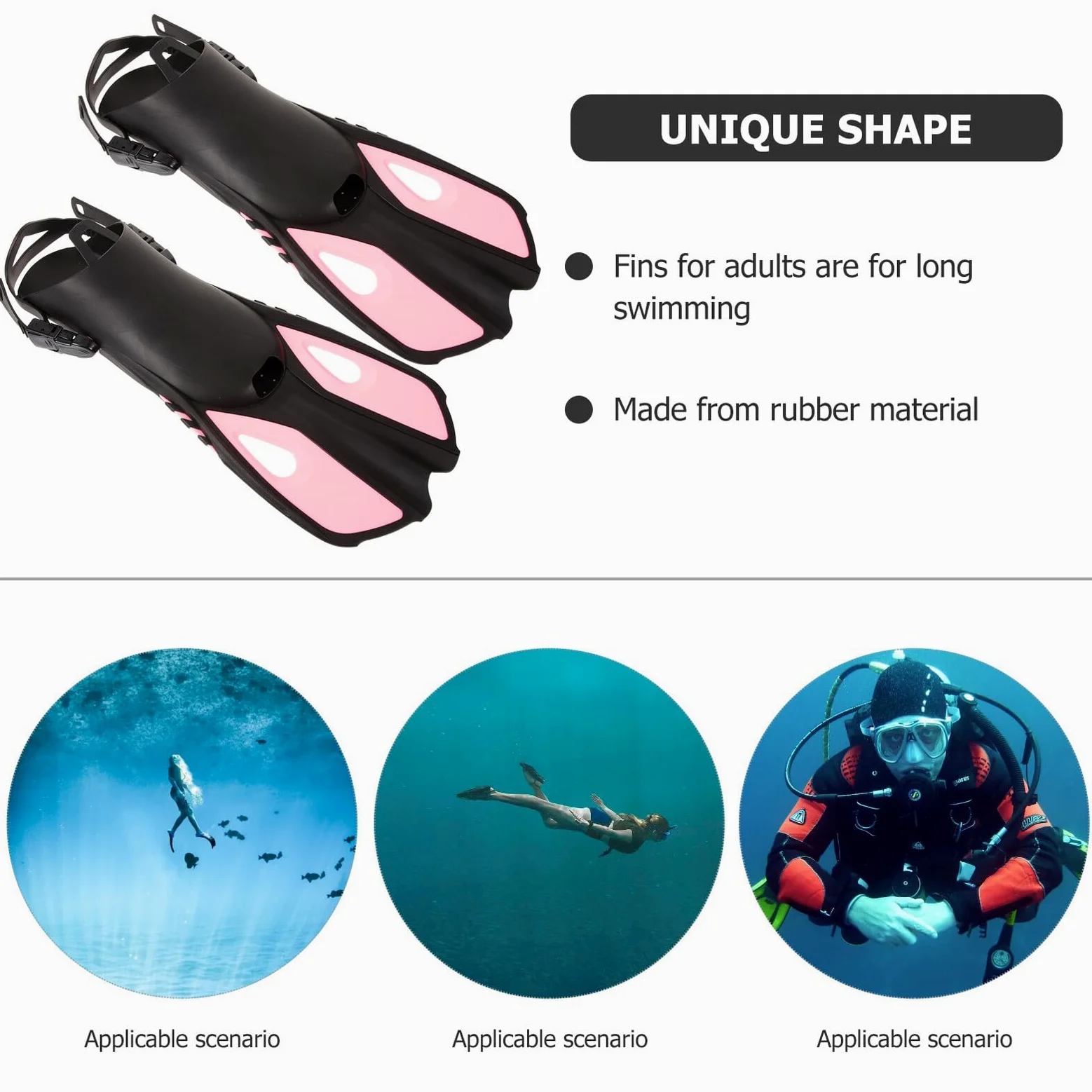 PRETYZOOM Aletas de Buceo Ajustables para Adultos, Color Rosa L/XL, de Goma Cómoda y Puntera Abierta, Equipo de Entrenamiento para Snorkel y Natación Recreativa