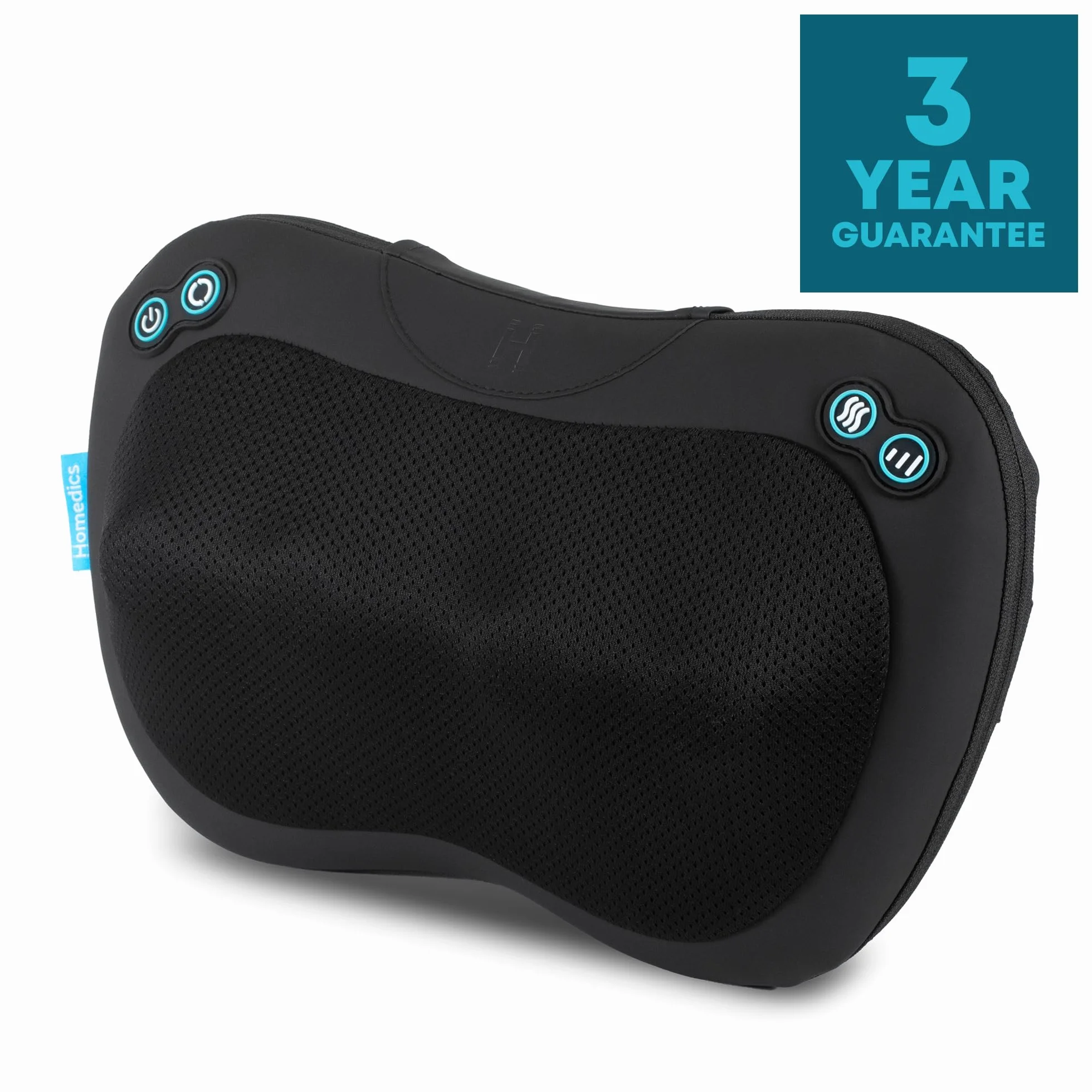 HoMedics Cojín de Masaje Shiatsu con Calor – Masajeador de Tejido Profundo para Espalda, Cuello y Hombros, 4 Nodos Rotatorios