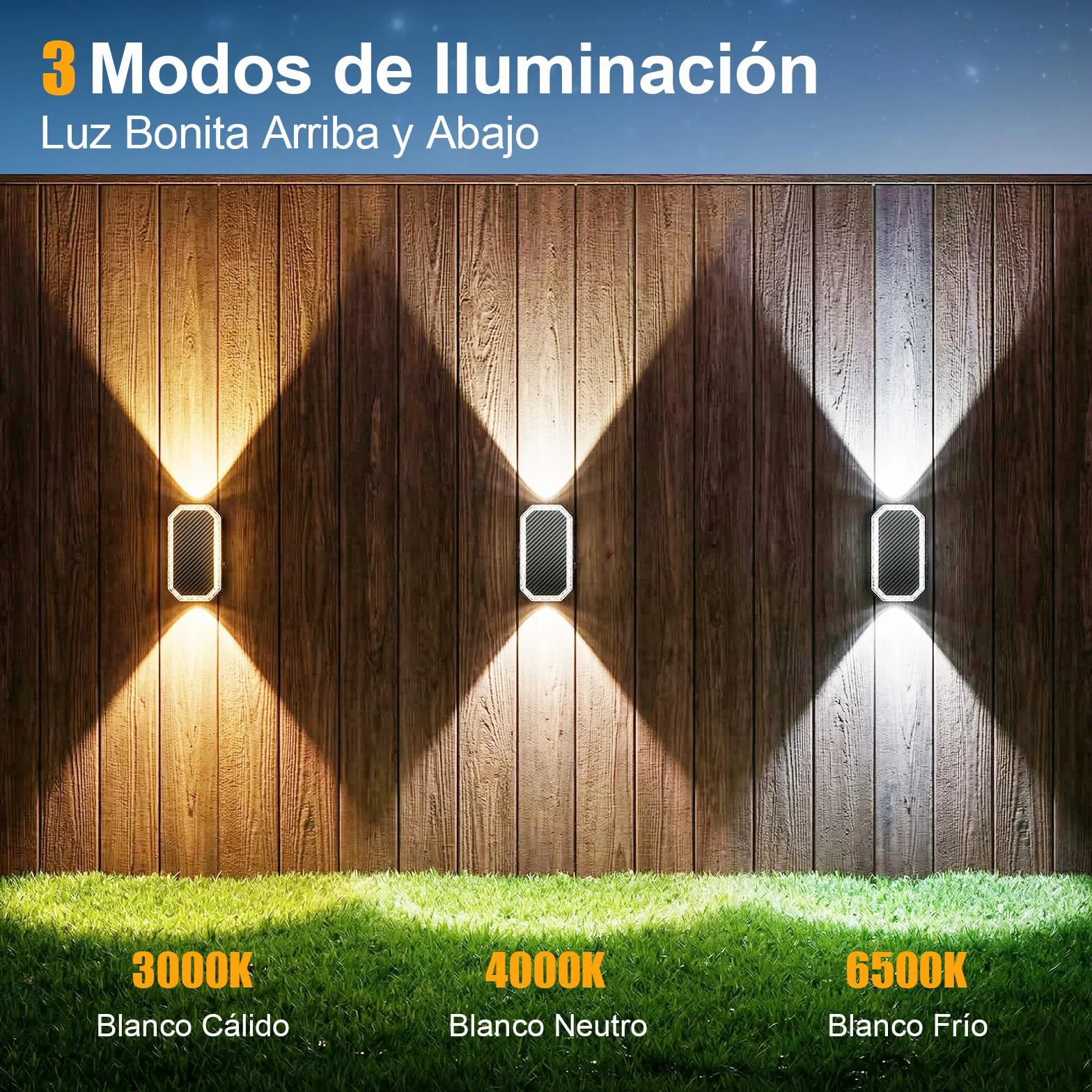 Aplique Solar Exterior Pared IP65 4 Piezas 3000K/4000K/6500K Luz Solar Pared