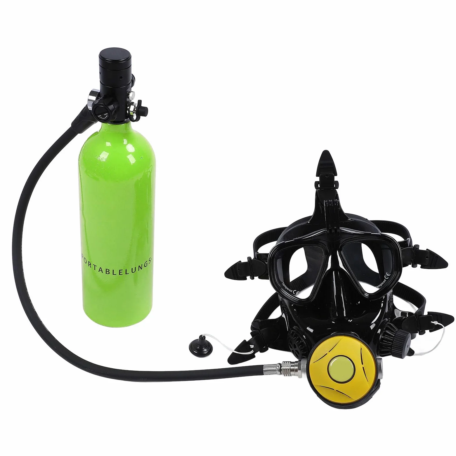 Tanque de Buceo, de Buceo Portátil de 1L para Entrenamiento de Respiración Subacuática con Gafas de Cara Completa