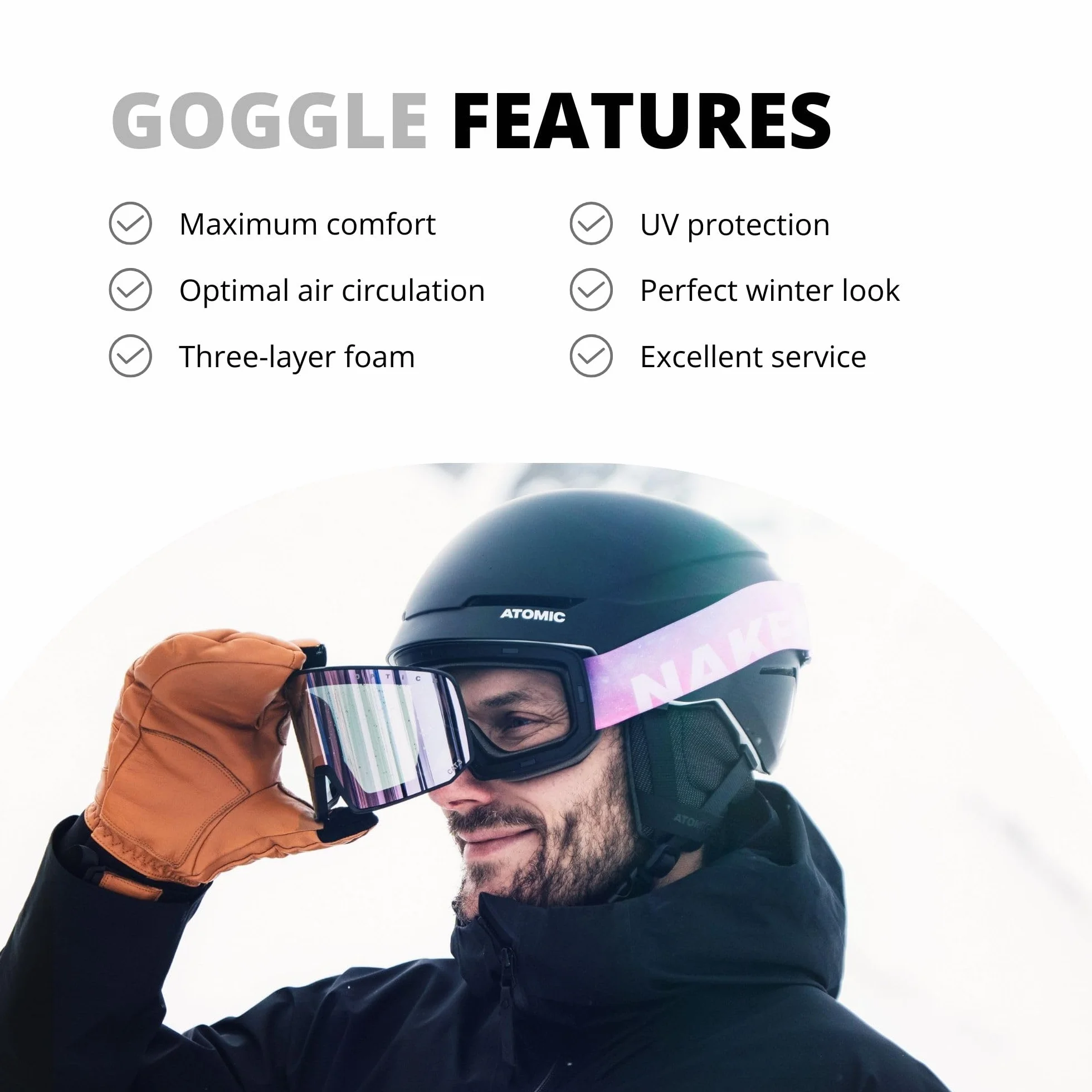 NAKED Optics Las TROOP EVO Gafas de Esquí para Hombres, Gafas de Esquí para Mujeres, Gafas de Snowboard, Gafas de Esquí con Lentes Intercambiables para Mal Tiempo, Gafas de Nieve, Gafas de Esquí