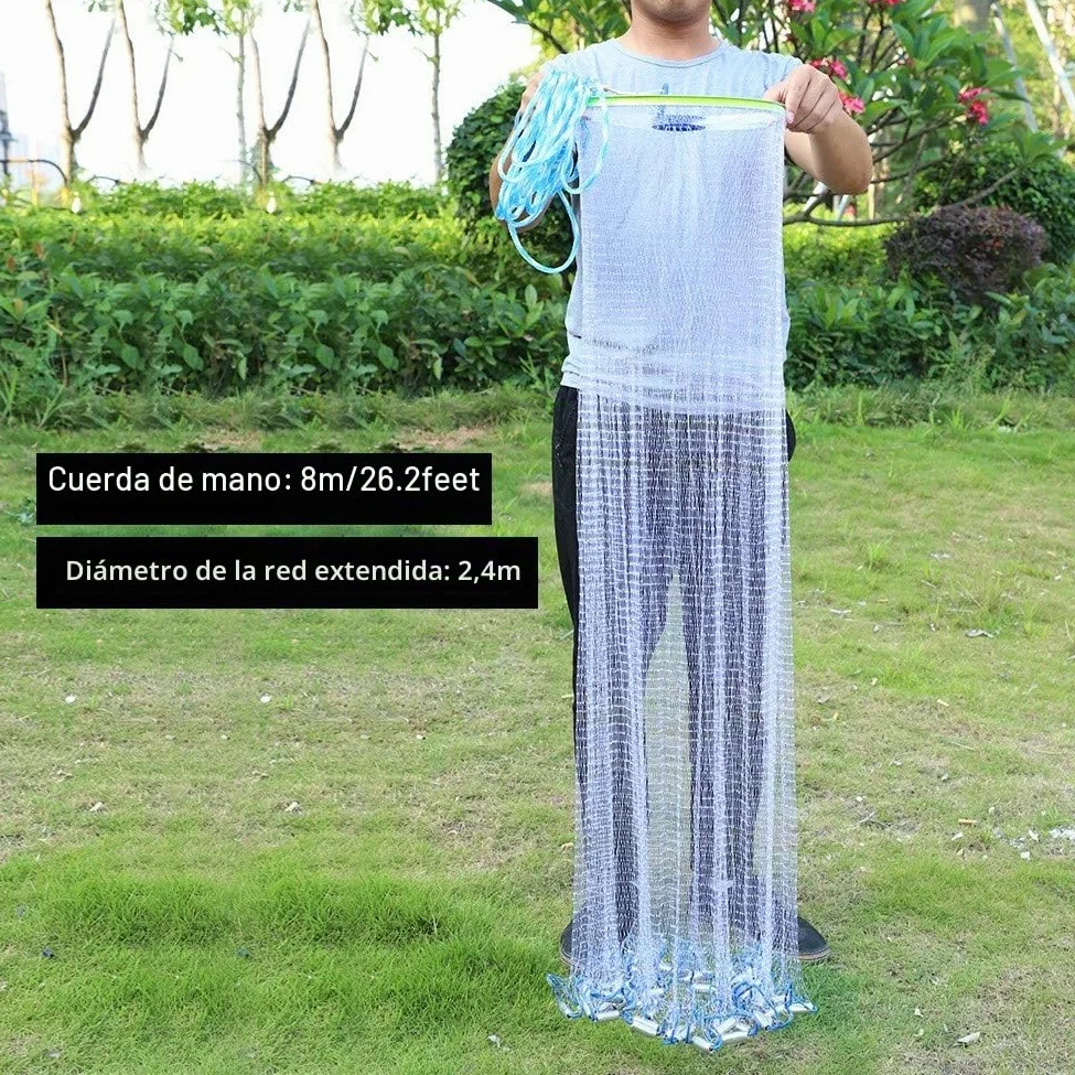 Red de pesca Dioche de nailon, monofilamento al aire libre, estilo americano, lanzamiento de mano de malla de pesca