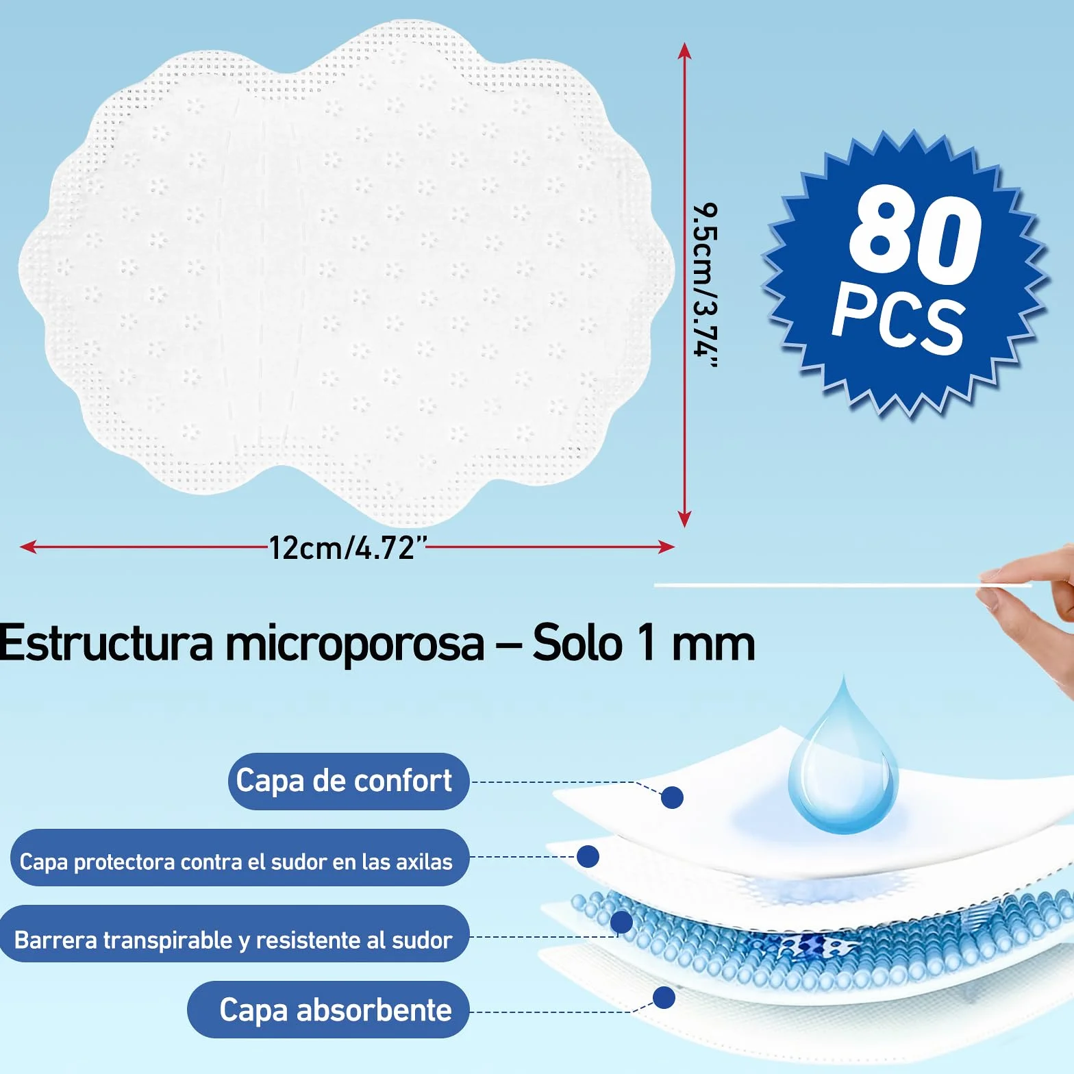 Almohadillas Axilas Sudor Absorbentes Invisibles Transpirables Antisudor Ropa Camisas 80 Piezas