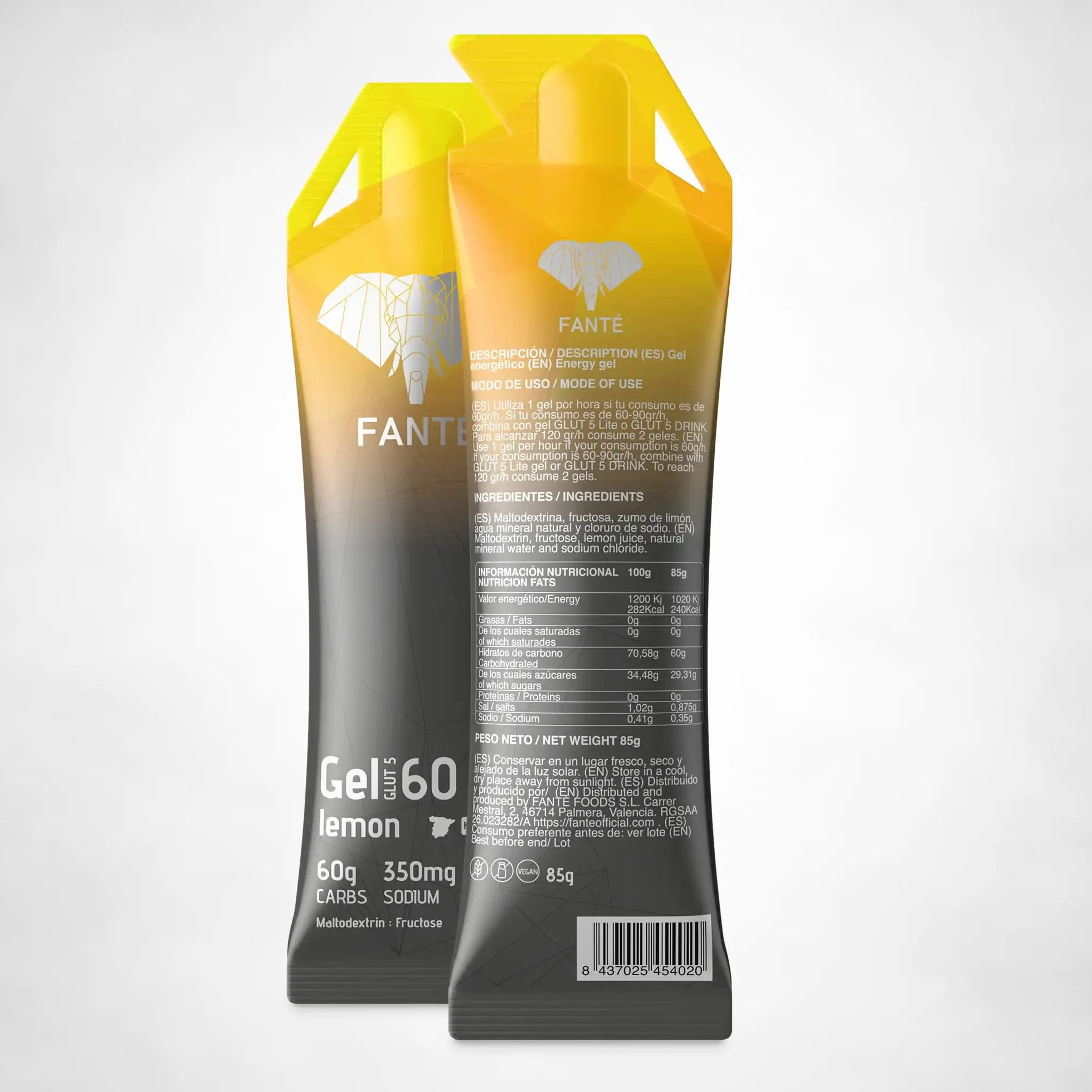 FANTÉ Gel Energético Sabor Limón 60 g para Running, Ciclismo y Deportes de Resistencia