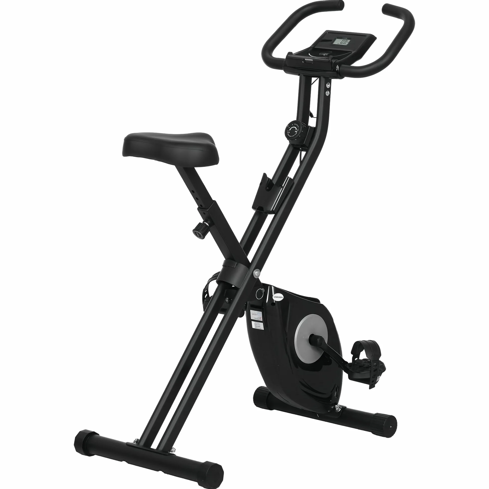 HOMCOM Bicicleta Estática Plegable con 8 Niveles de Resistencia Magnética Bicicleta de Ejercicio Fitness con Pantalla LCD y Asiento Regulable para Casa Oficina 43x85x109 cm Negro