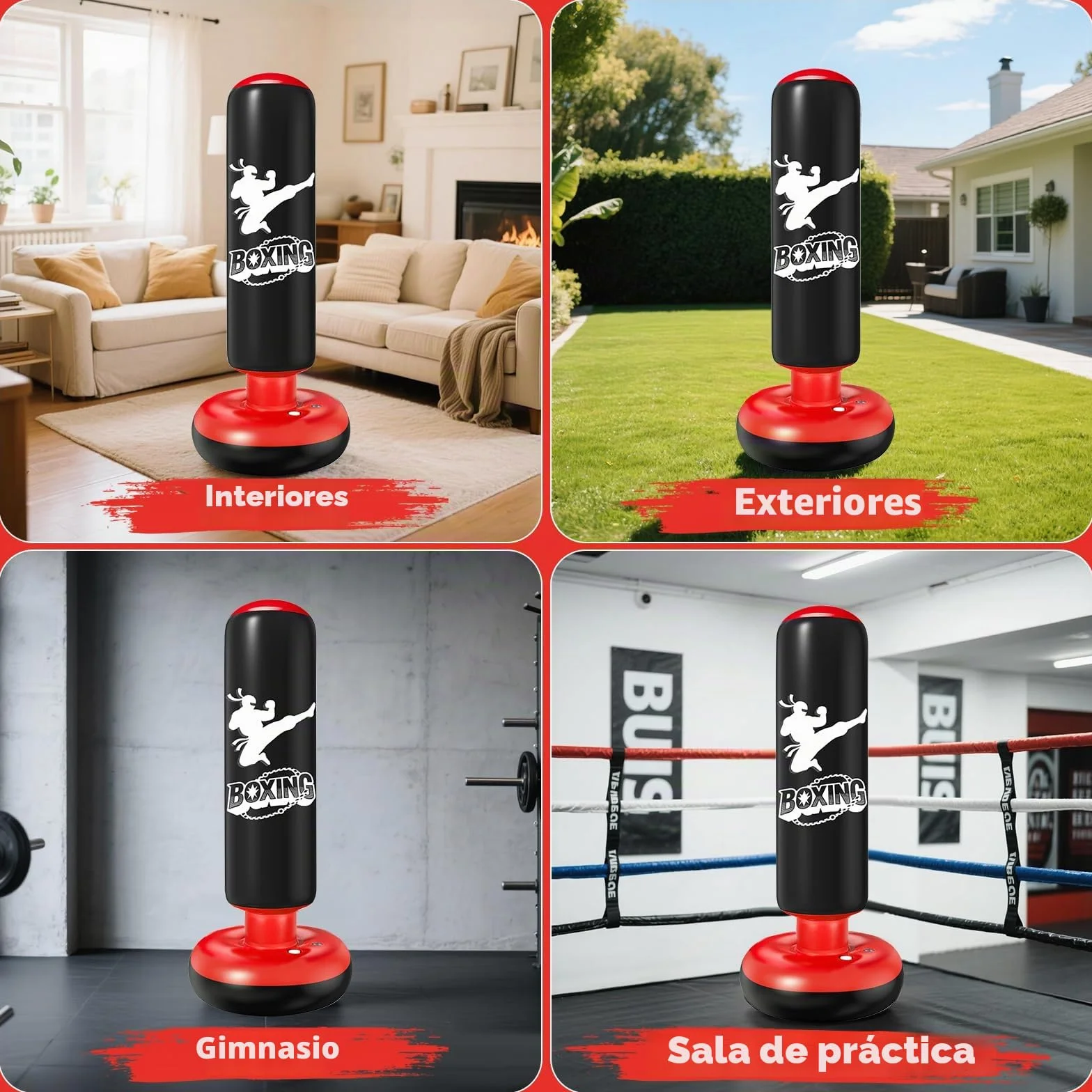 Qoosea Saco de Boxeo Niños 6-12 Años, 160cm, Inflable con Bomba de Aire y Guantes