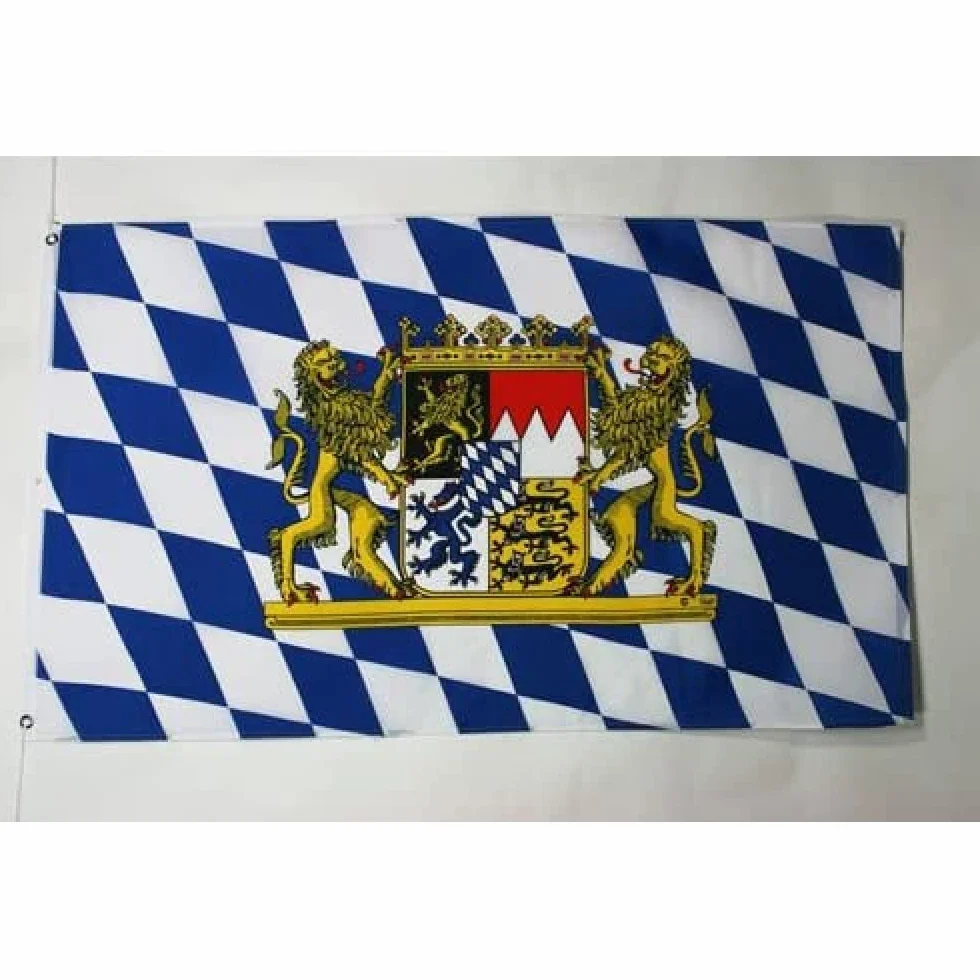 AZ FLAG - Bandera Baviera Con León - 150x90 cm - Bandera Bávara – Estado Alemania 100% Poliéster Con Ojales de Metal integrados - 110g - Colores Vivos Y Resistente A La Decoloración
