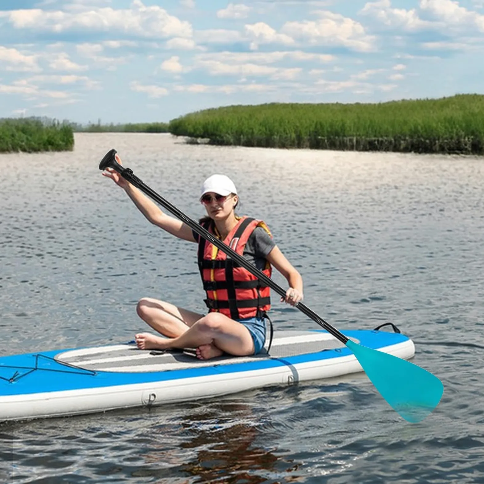 Pala de kayak – Remo de carbono de sección | Tabla de remo extraíble | Ajustable | Suministros reutilizables para deportes acuáticos, accesorios de canoa para actividades al aire libre, aventura en el