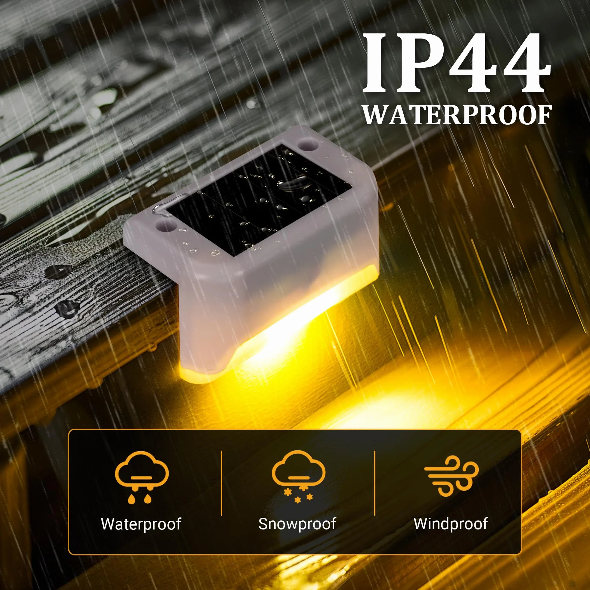 GIGALUMI Luces Solares para Exteriores Pack de 16, LED Impermeables para Escaleras, Escalones, Vallas, Patios, Terrazas, Blanco Cálido