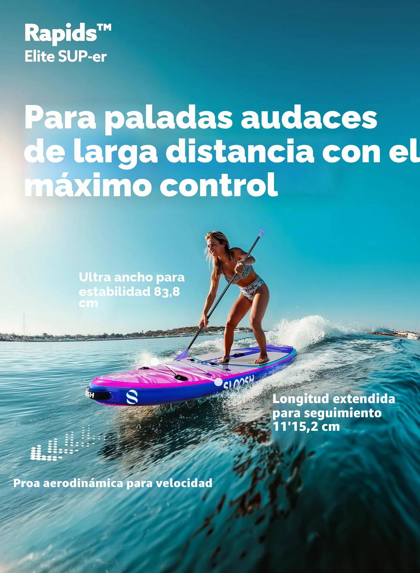SLOOSH Tabla de Paddle Surf Hinchable, 11'6" Stand-Up Paddle con Accesorios Premium, Cubierta de EVA Antideslizante, Bolsa de Transporte con Bomba, Rapids Sup para Jóvenes & Adultos