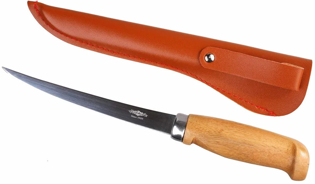 Mikado Cuchillo fileteador 15 cm Hoja Flexible Acero Inoxidable japonés Vaina Piel