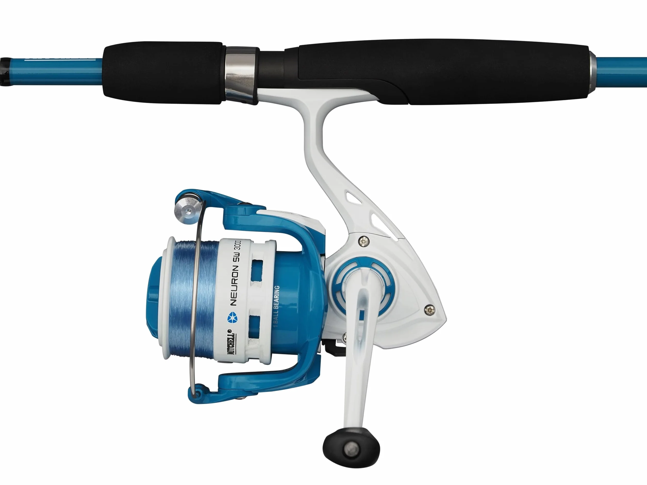 Mitchell Neuron SW II Combo de caña y Carrete para Calamar | Set de Pesca de Calamar en Agua Salada | Carrete con 1+1 roientos | Cuerpo de Grafito | Preenrollado |3000 | 2,10 m | 10-30 g